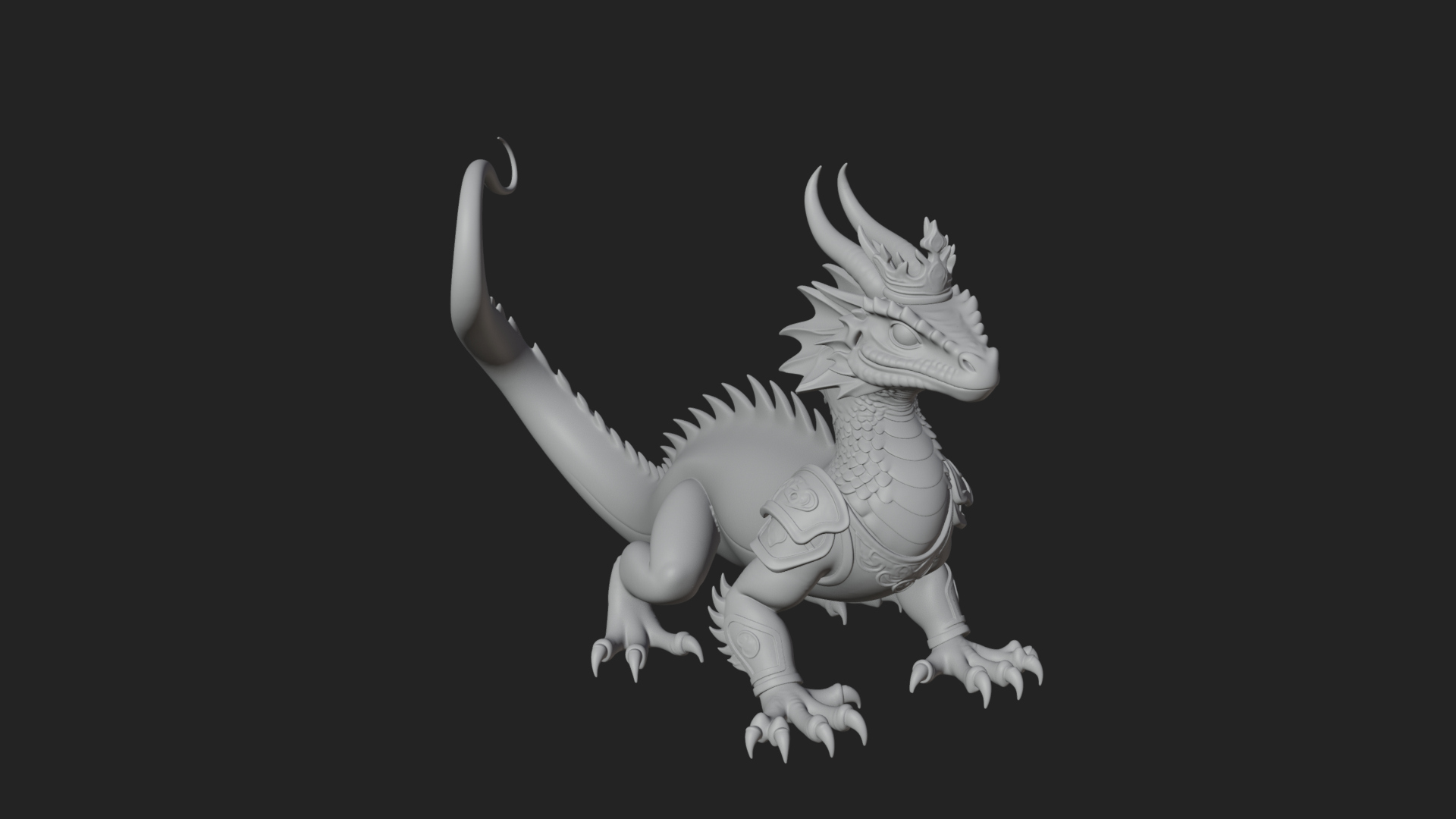 Crowned Dragon Statue Design 2 3D Print Model 3D Model