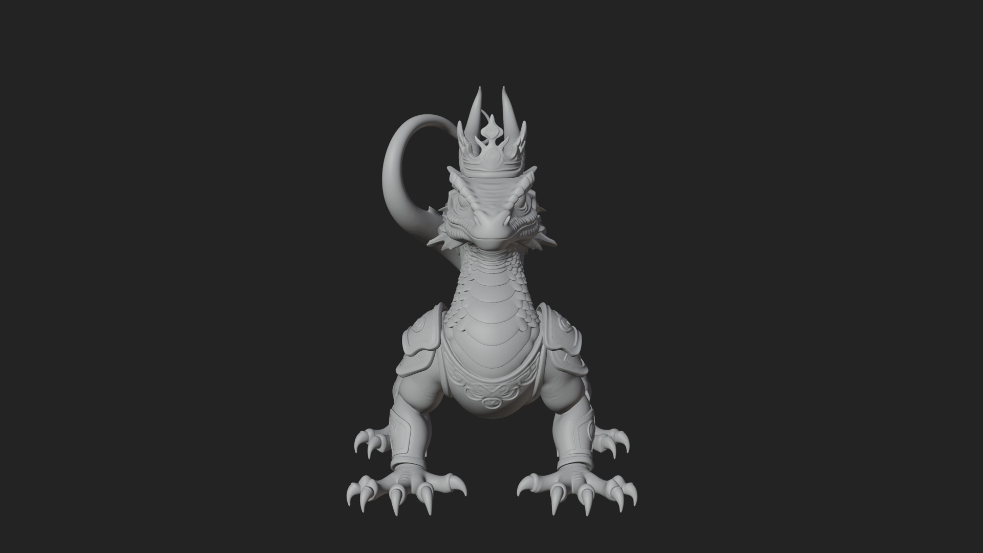 Crowned Dragon Statue Design 2 3D Print Model 3D Model