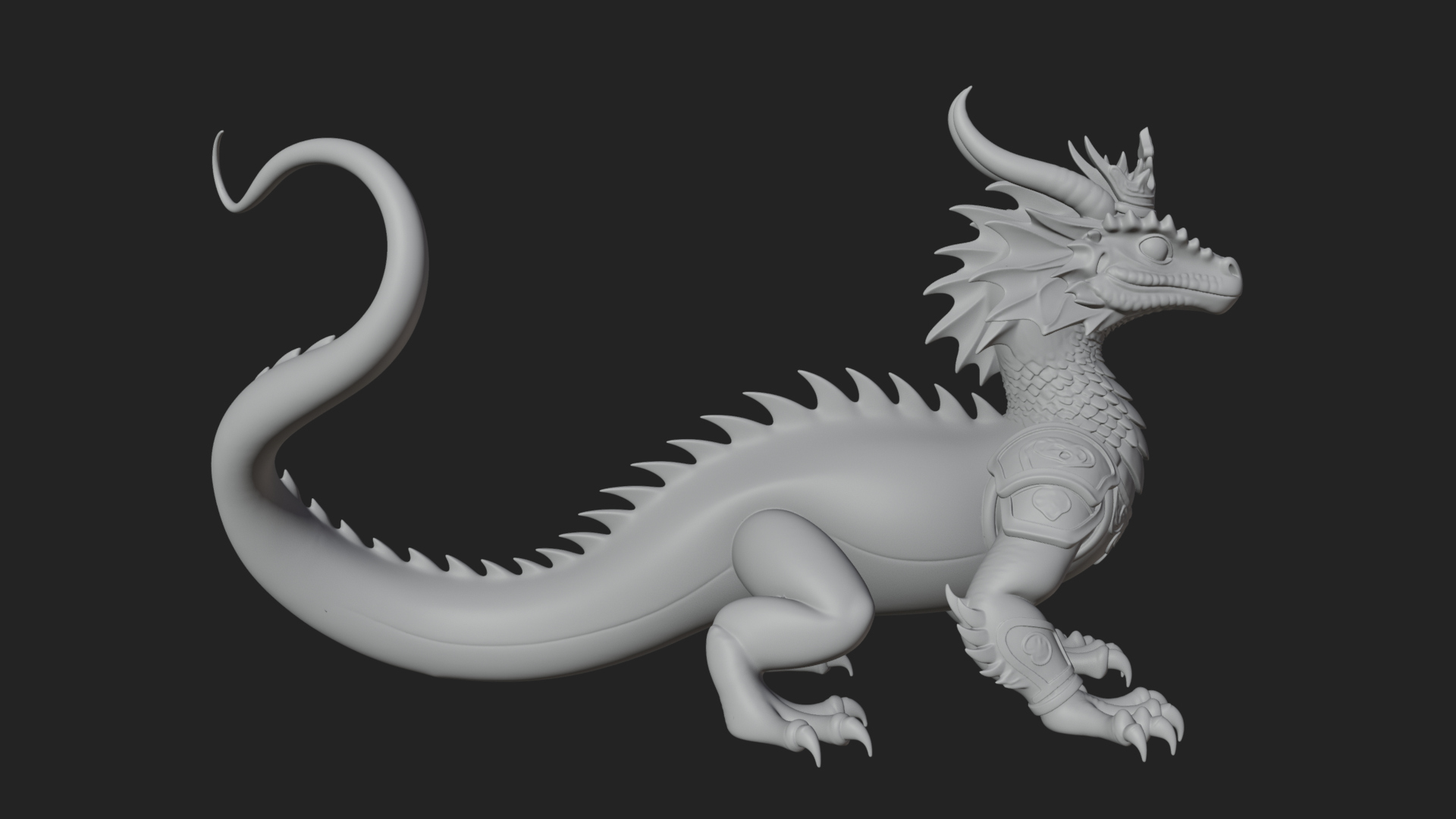 Crowned Dragon Statue Design 2 3D Print Model 3D Model