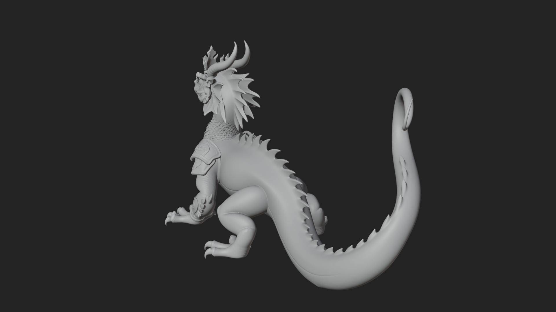 Crowned Dragon Statue Design 2 3D Print Model 3D Model