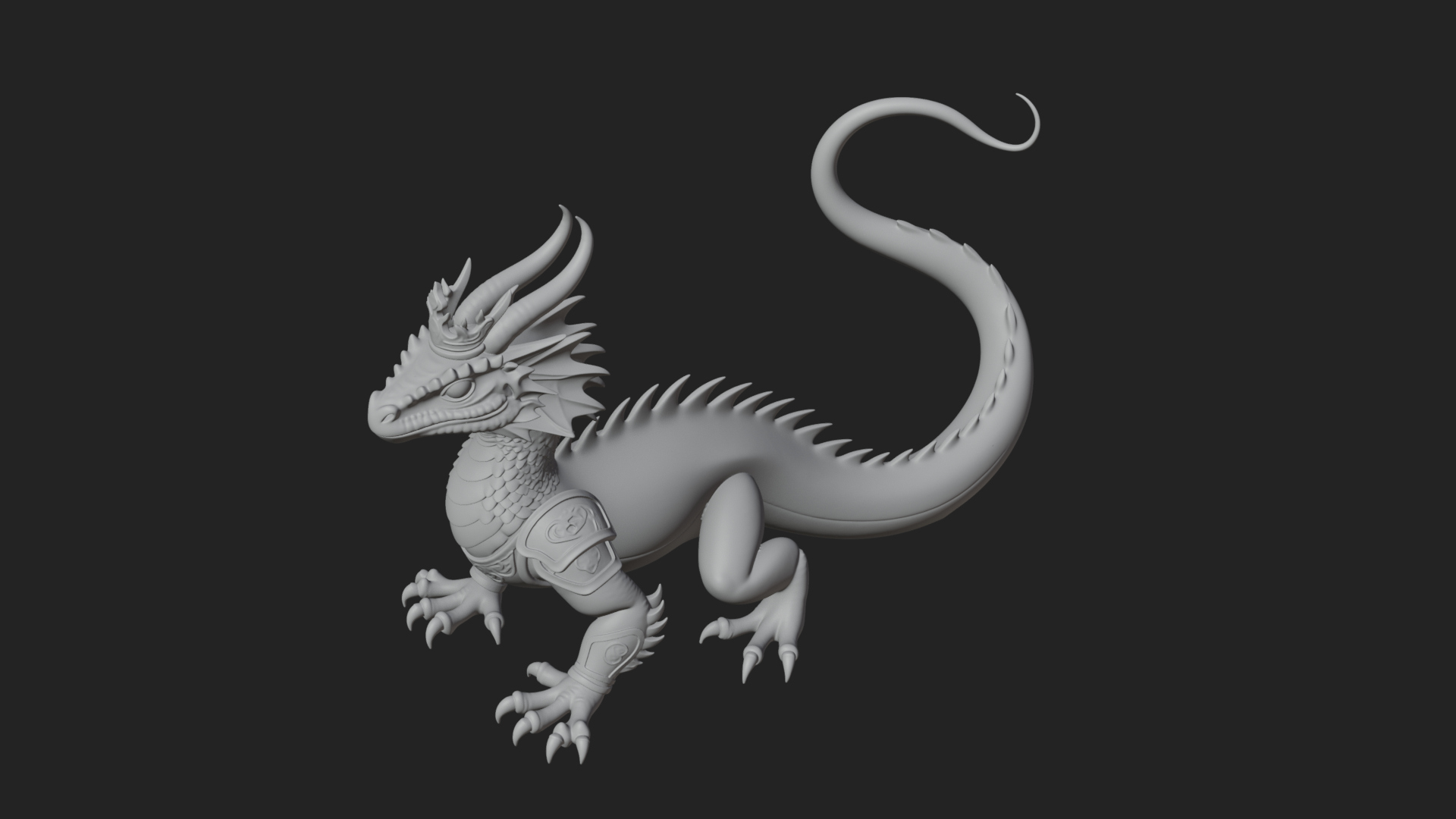 Crowned Dragon Statue Design 2 3D Print Model 3D Model