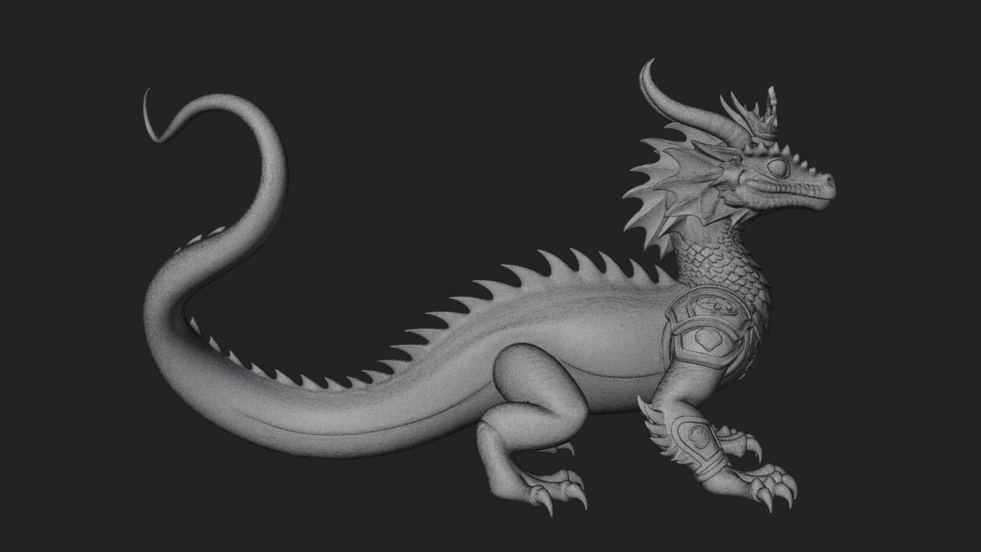 Crowned Dragon Statue Design 2 3D Print Model 3D Model