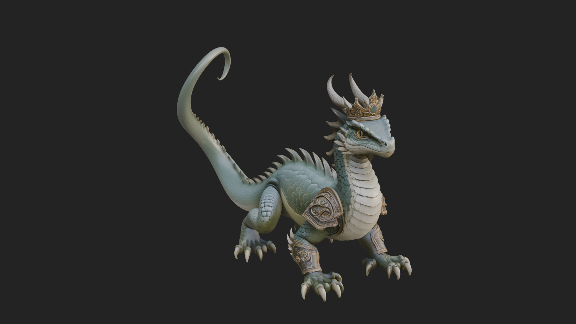 Crowned Dragon Statue Design 3 3D Print Model 3D Model