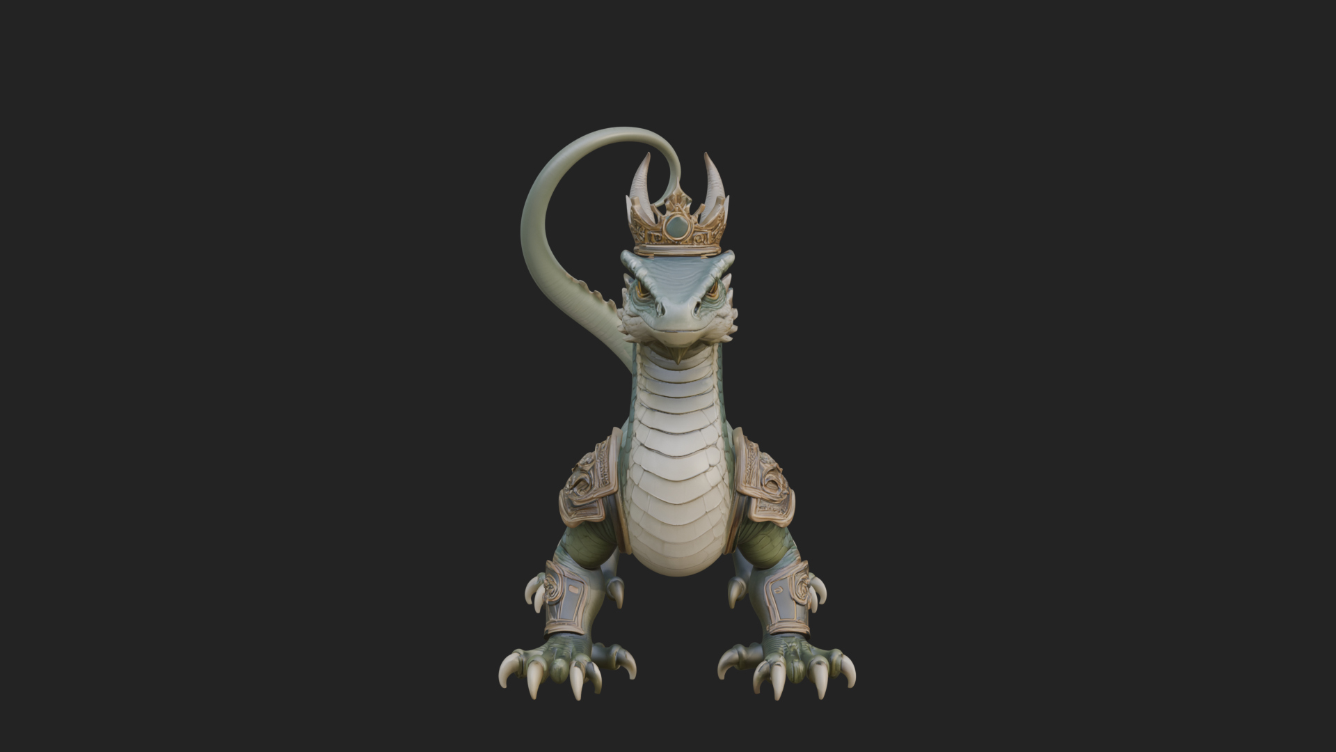 Crowned Dragon Statue Design 3 3D Print Model 3D Model
