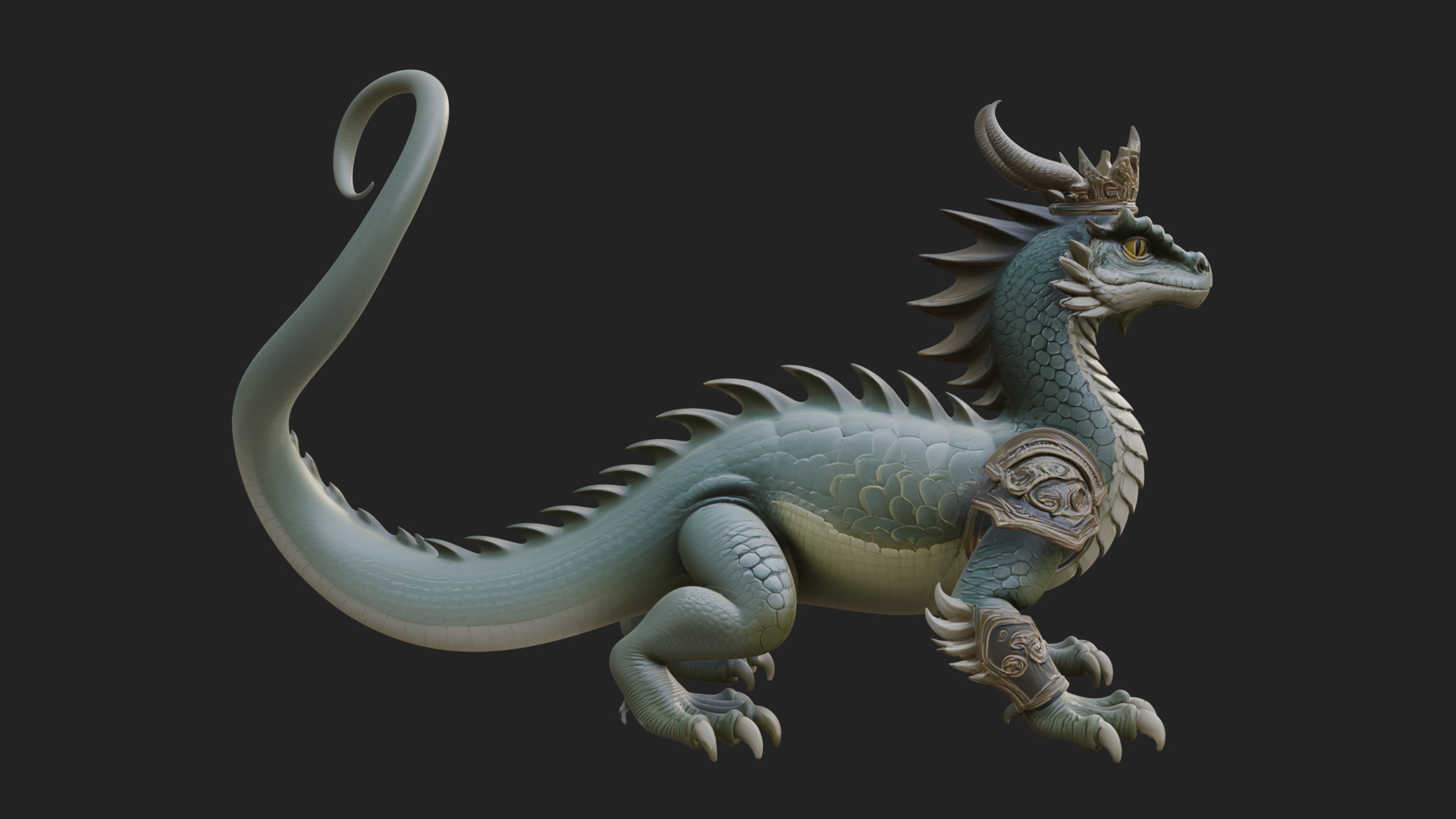 Crowned Dragon Statue Design 3 3D Print Model 3D Model