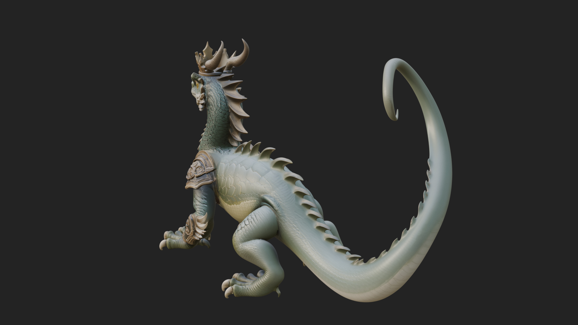 Crowned Dragon Statue Design 3 3D Print Model 3D Model