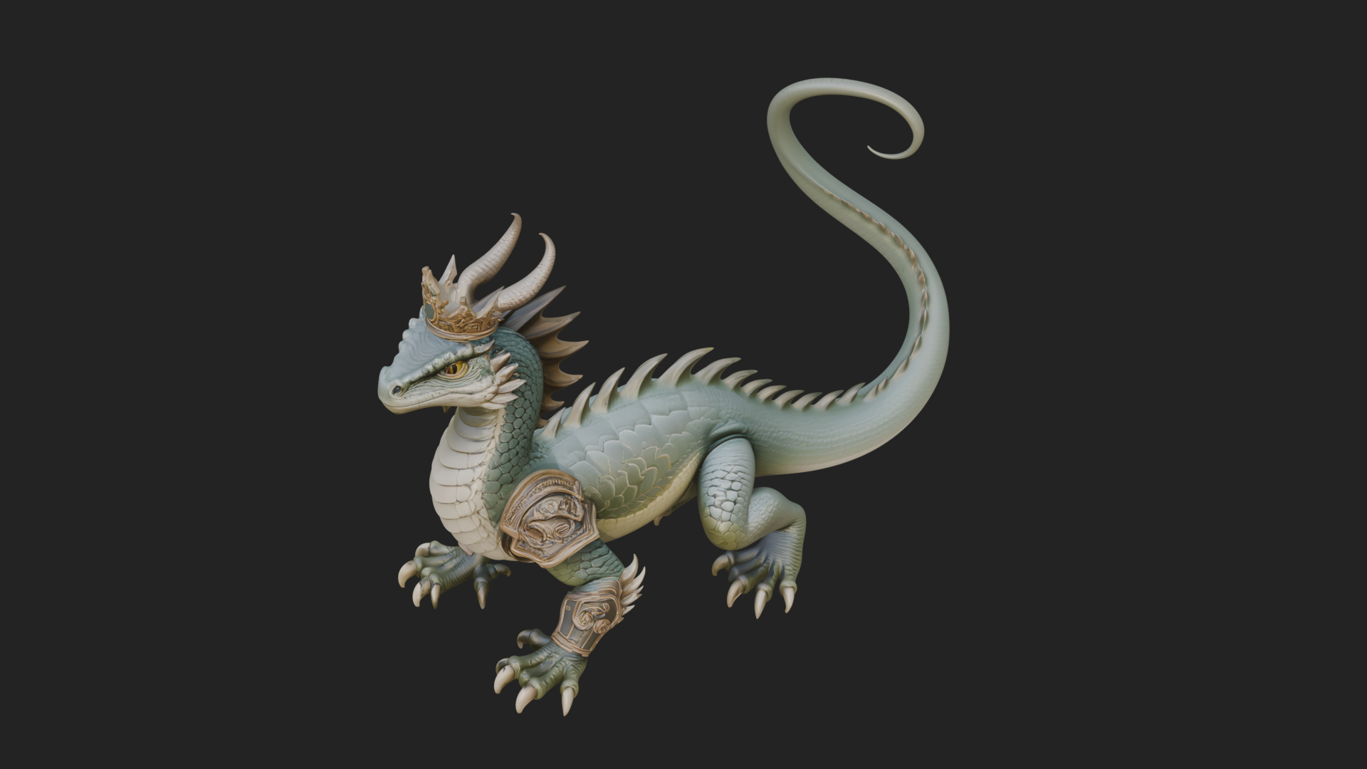 Crowned Dragon Statue Design 3 3D Print Model 3D Model