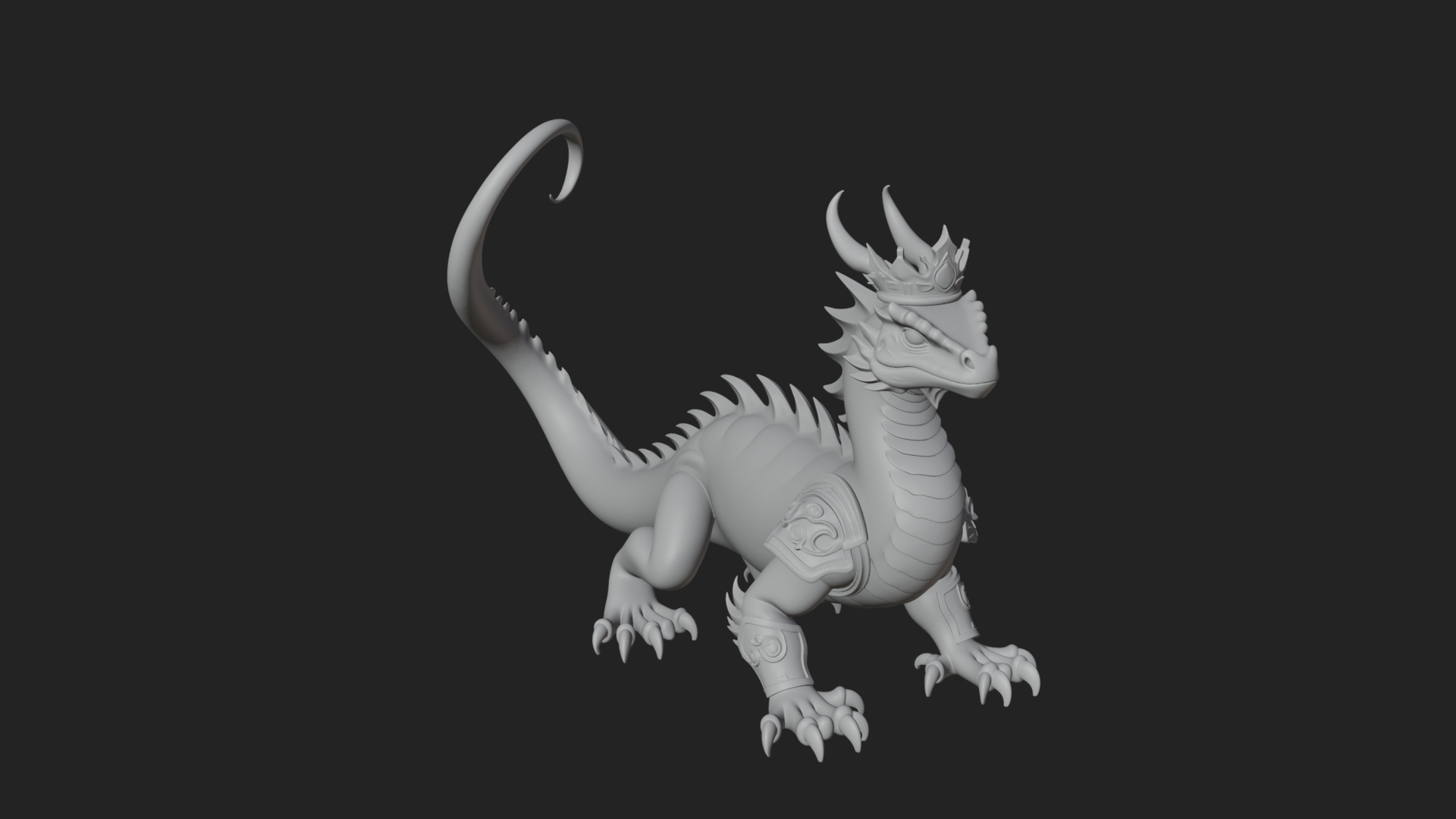 Crowned Dragon Statue Design 3 3D Print Model 3D Model