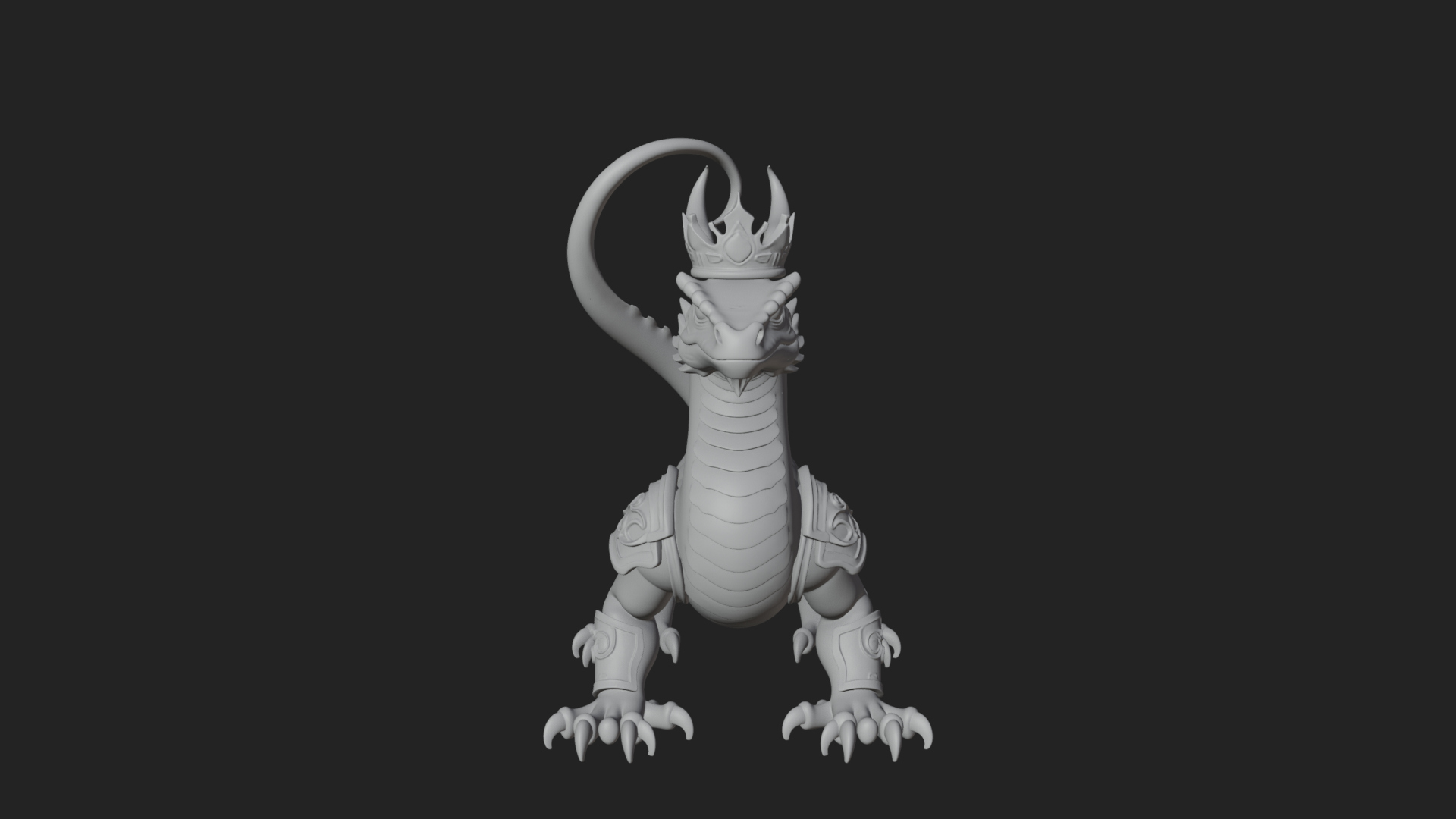 Crowned Dragon Statue Design 3 3D Print Model 3D Model