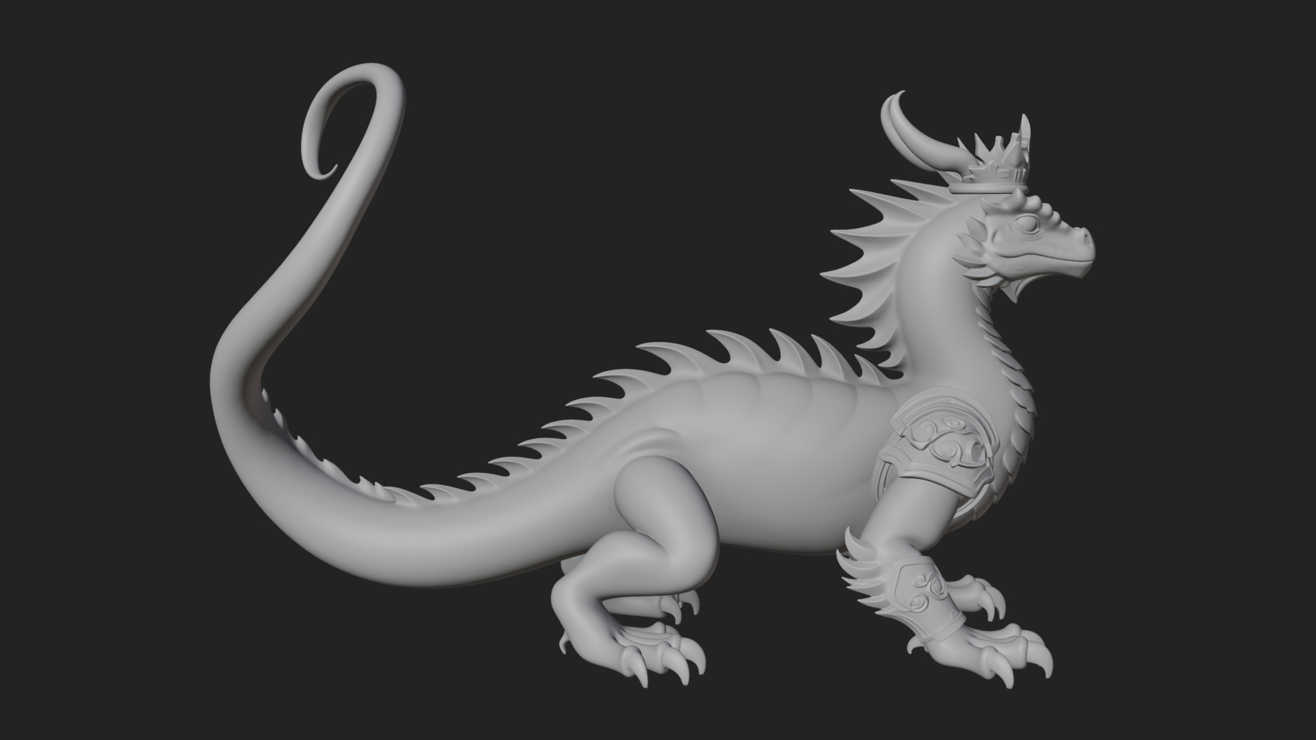 Crowned Dragon Statue Design 3 3D Print Model 3D Model