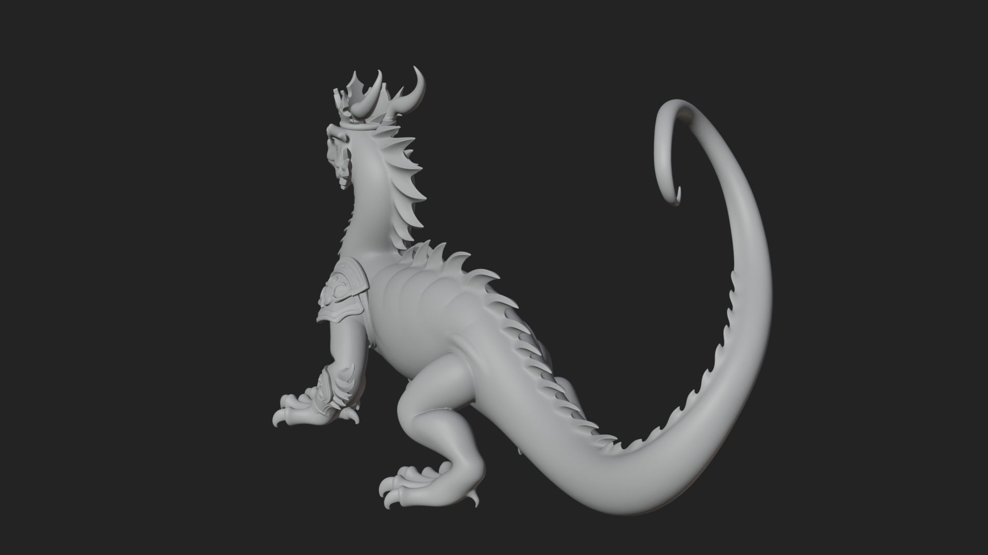 Crowned Dragon Statue Design 3 3D Print Model 3D Model