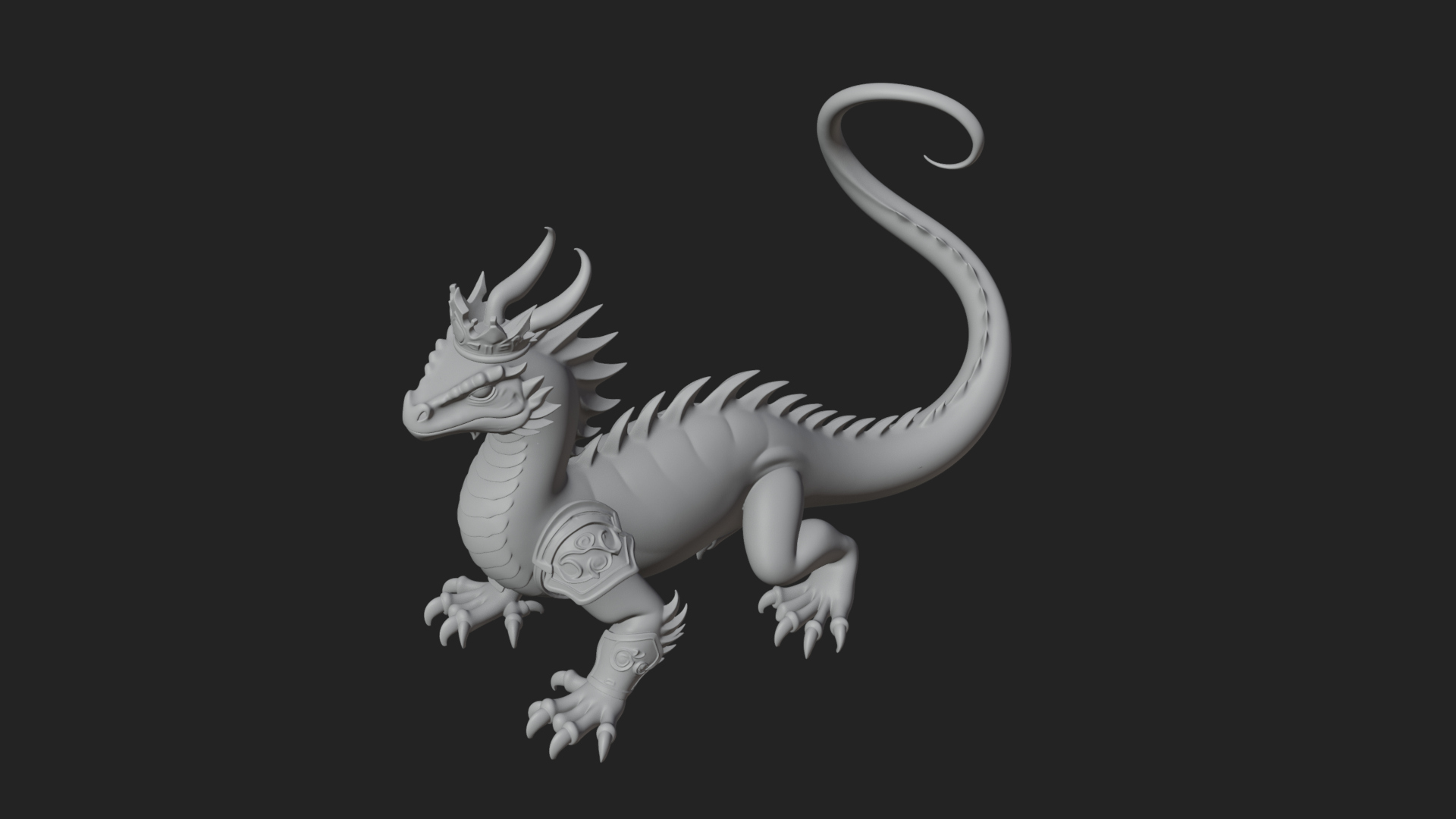 Crowned Dragon Statue Design 3 3D Print Model 3D Model
