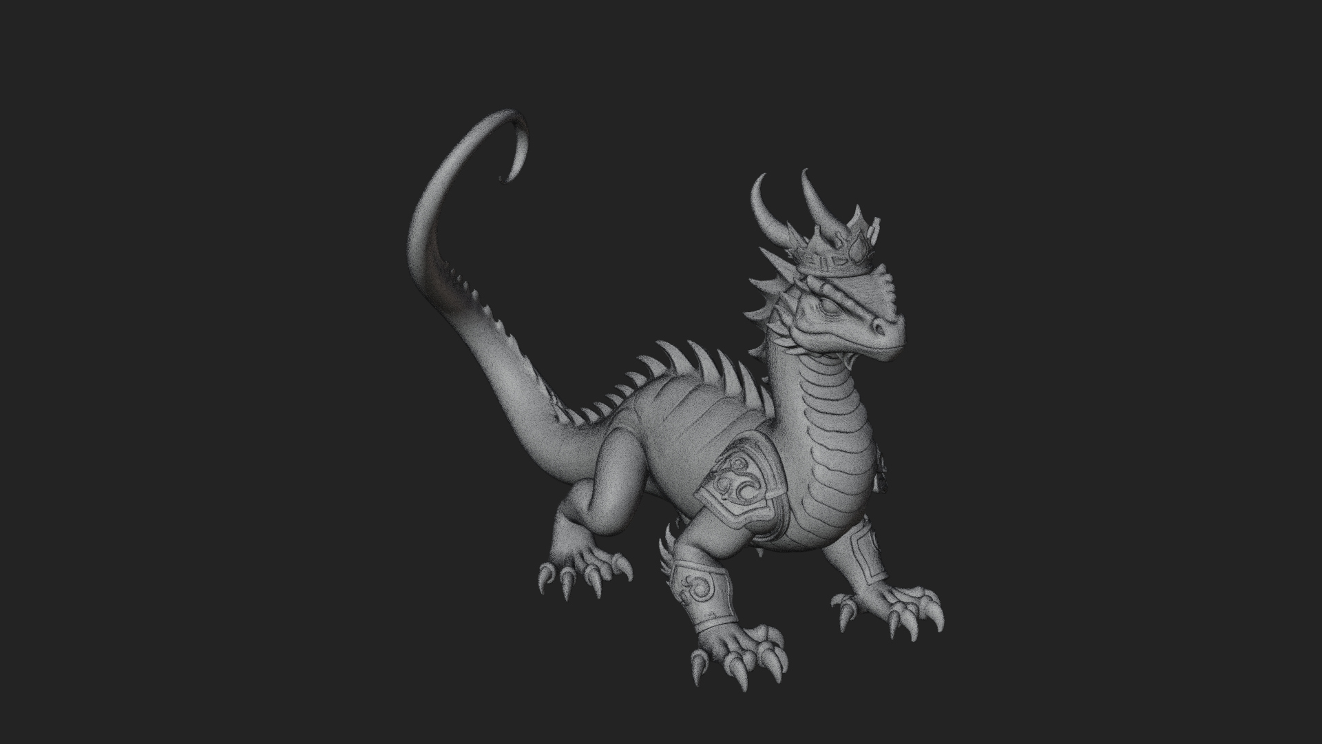 Crowned Dragon Statue Design 3 3D Print Model 3D Model