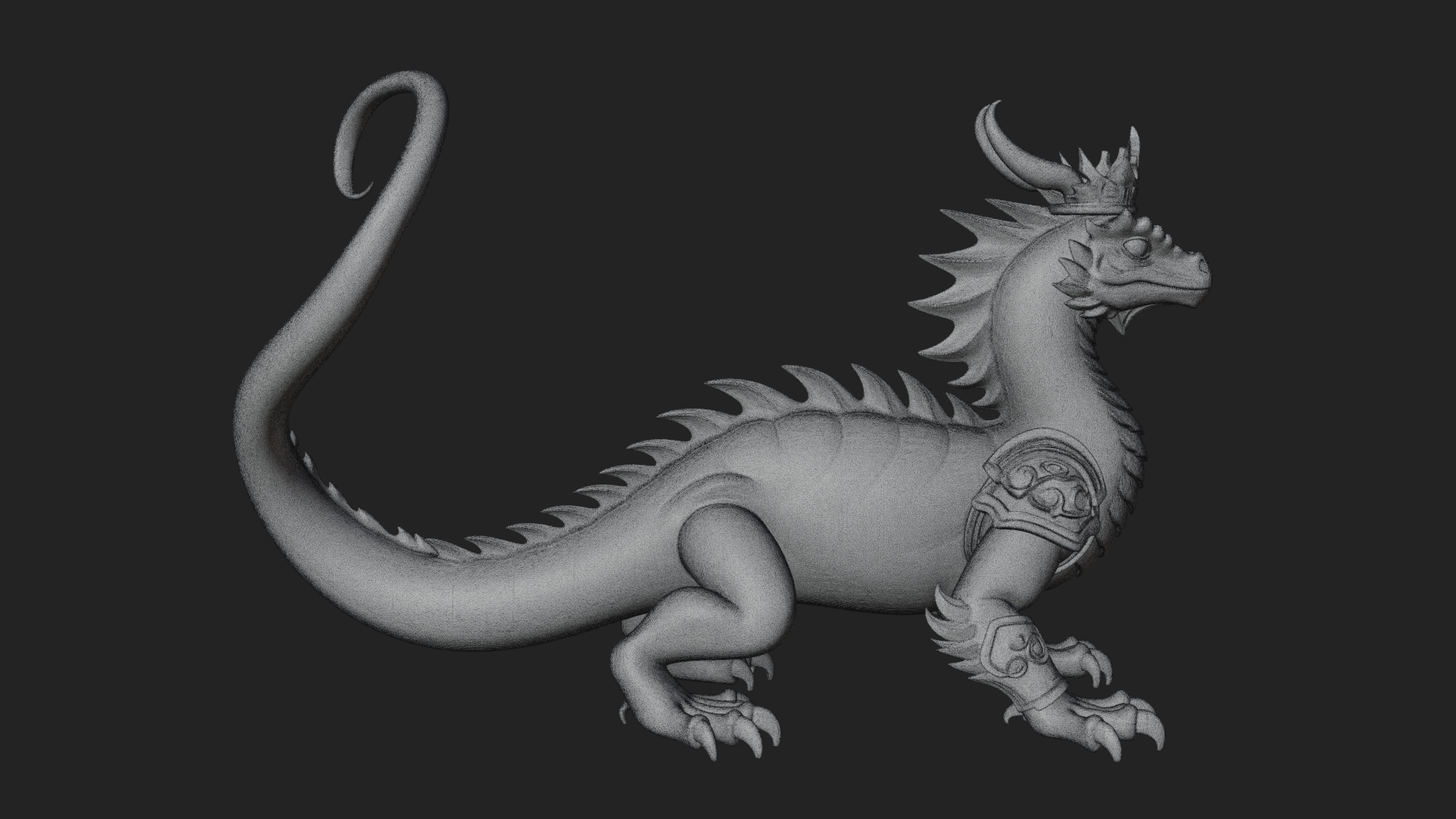Crowned Dragon Statue Design 3 3D Print Model 3D Model