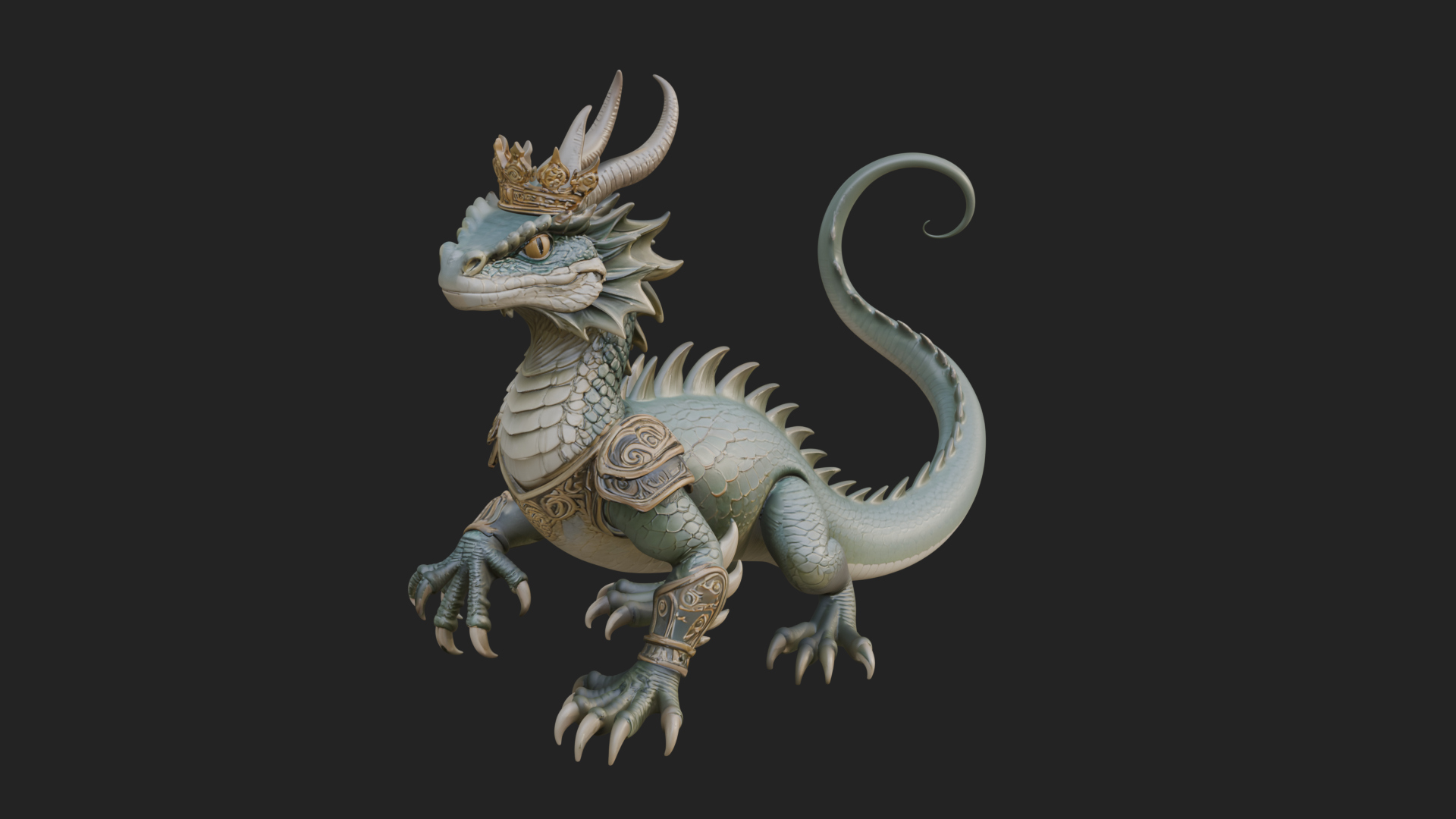 Crowned Dragon Statue Design 4 3D Print Model 3D Model