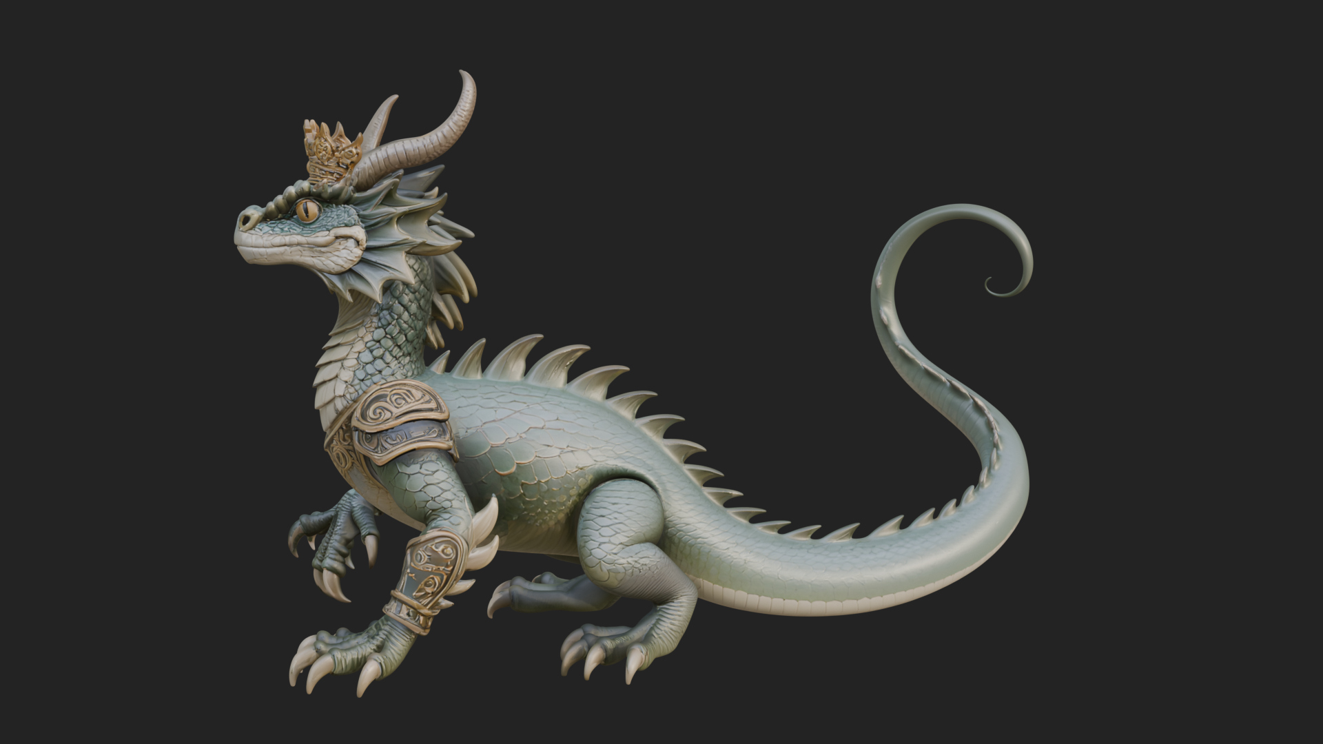 Crowned Dragon Statue Design 4 3D Print Model 3D Model
