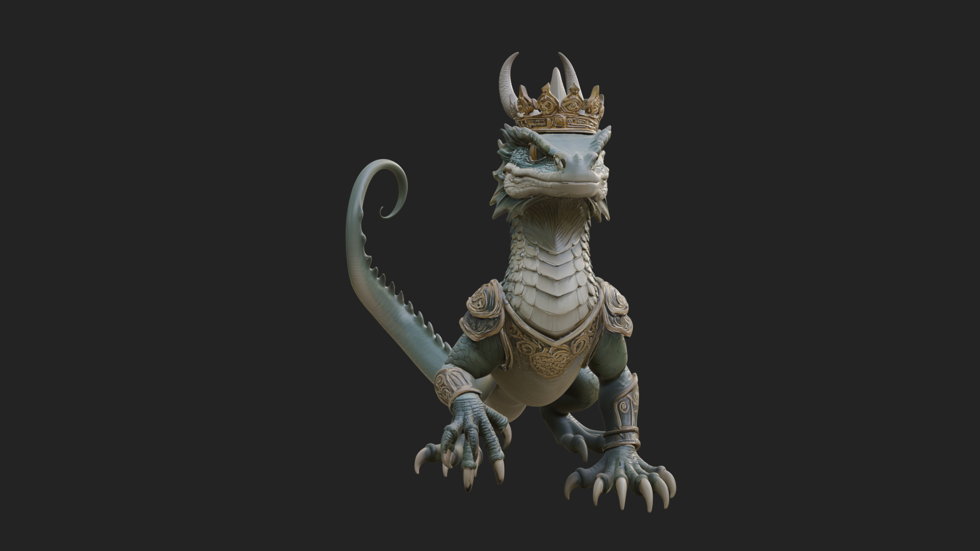 Crowned Dragon Statue Design 4 3D Print Model 3D Model