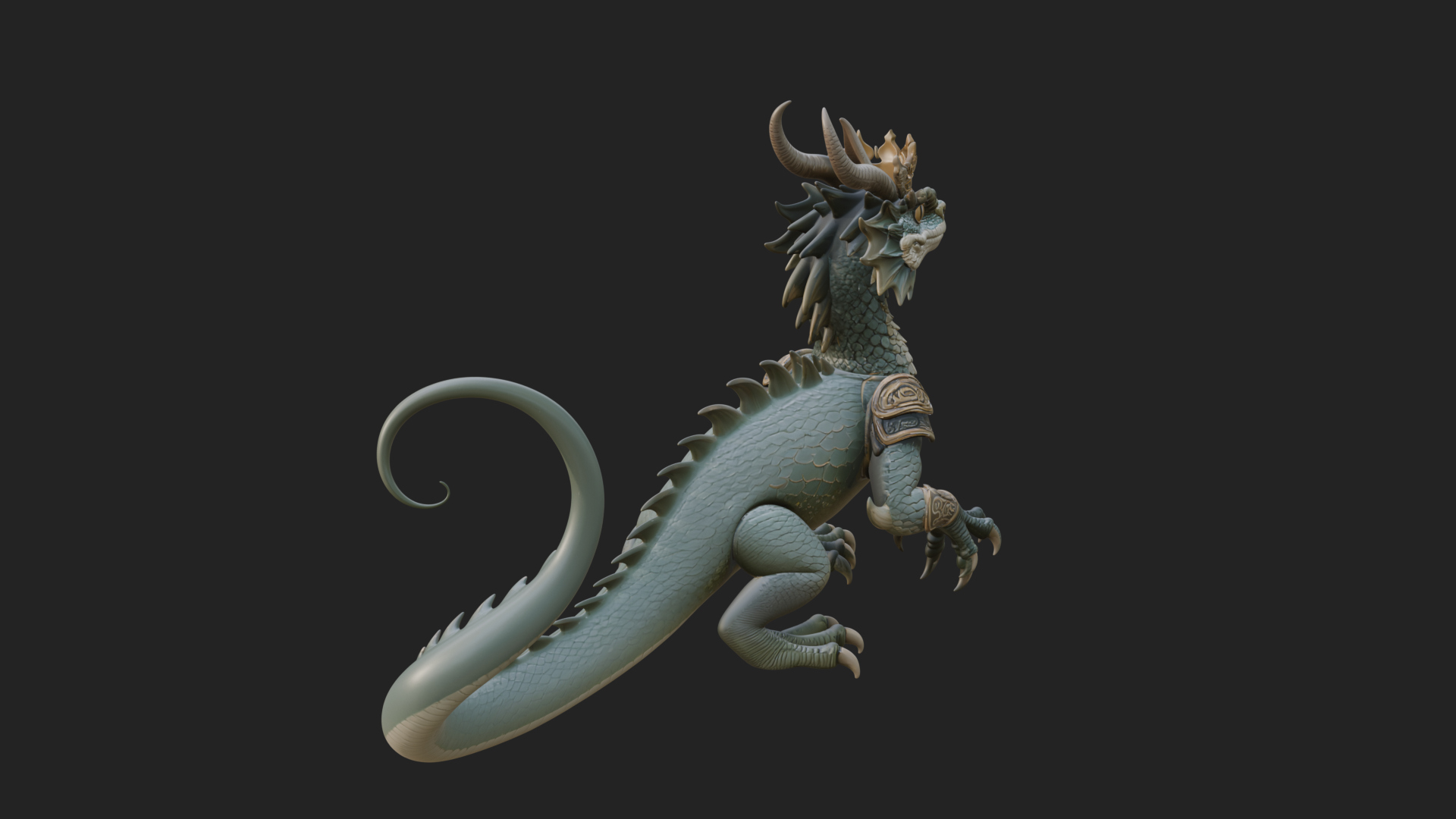 Crowned Dragon Statue Design 4 3D Print Model 3D Model