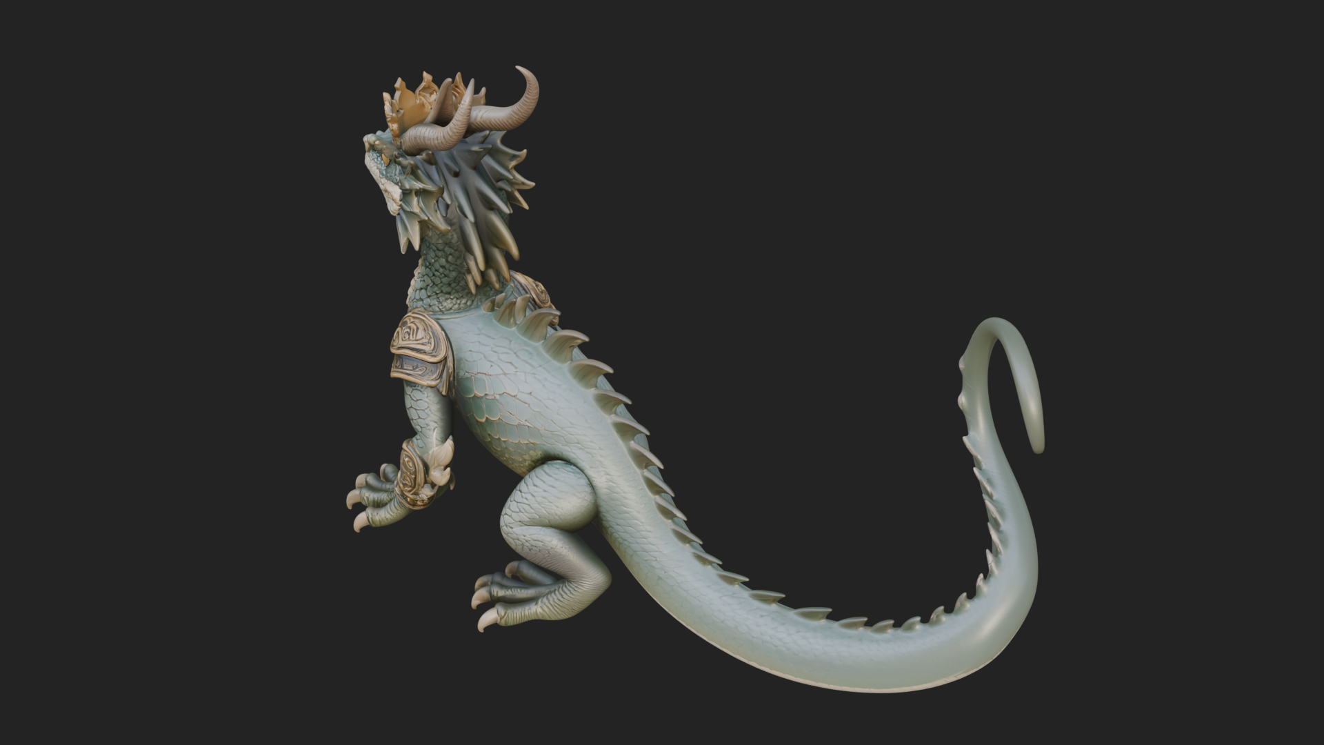 Crowned Dragon Statue Design 4 3D Print Model 3D Model
