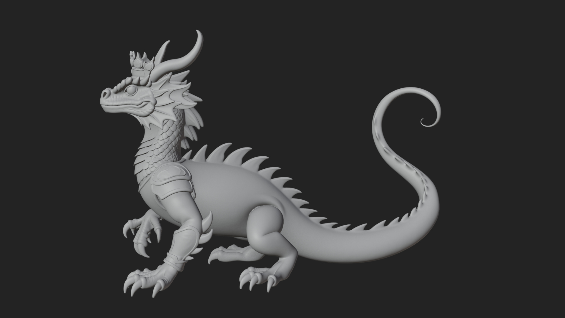 Crowned Dragon Statue Design 4 3D Print Model 3D Model