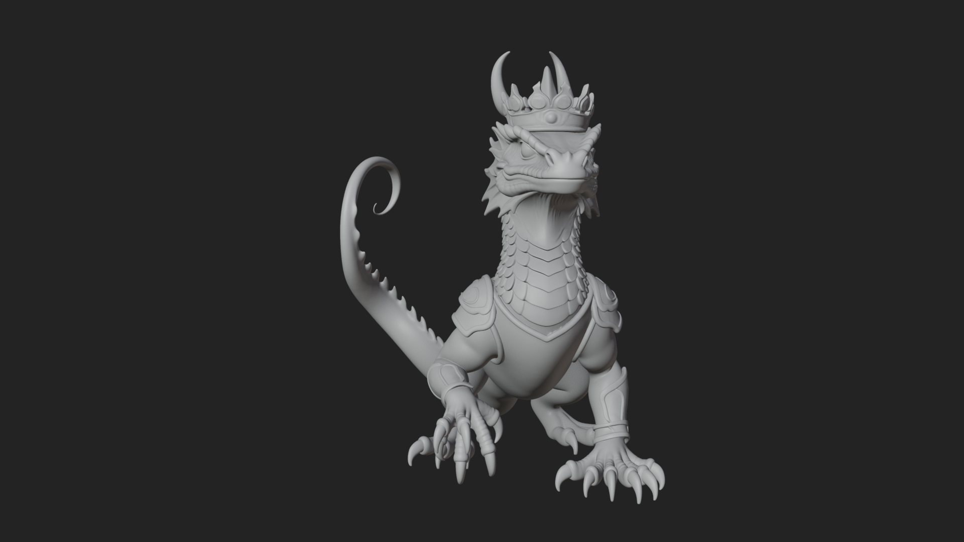 Crowned Dragon Statue Design 4 3D Print Model 3D Model