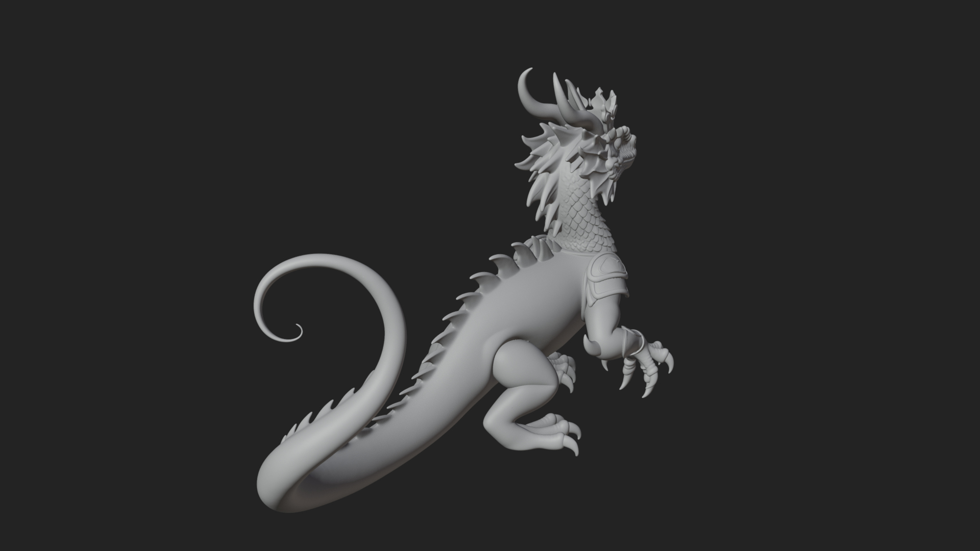 Crowned Dragon Statue Design 4 3D Print Model 3D Model