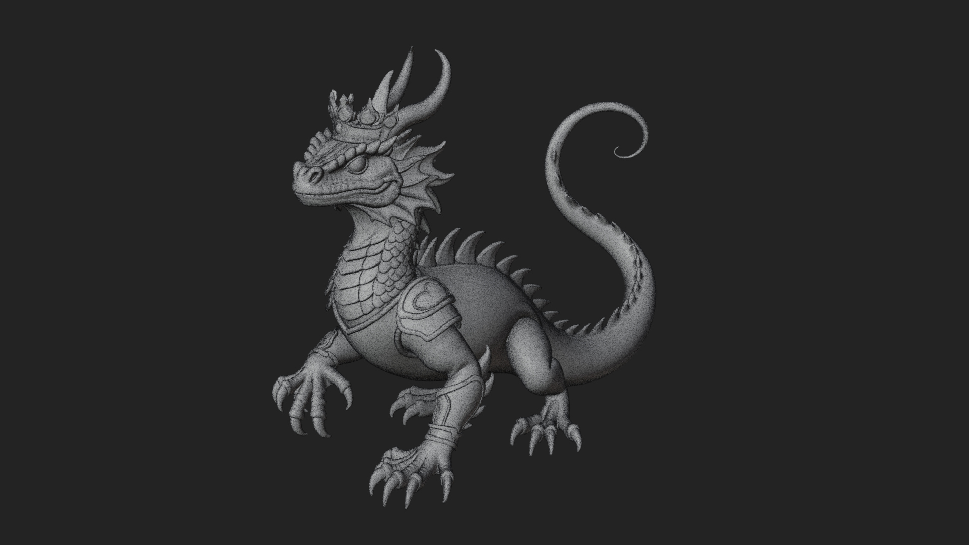 Crowned Dragon Statue Design 4 3D Print Model 3D Model