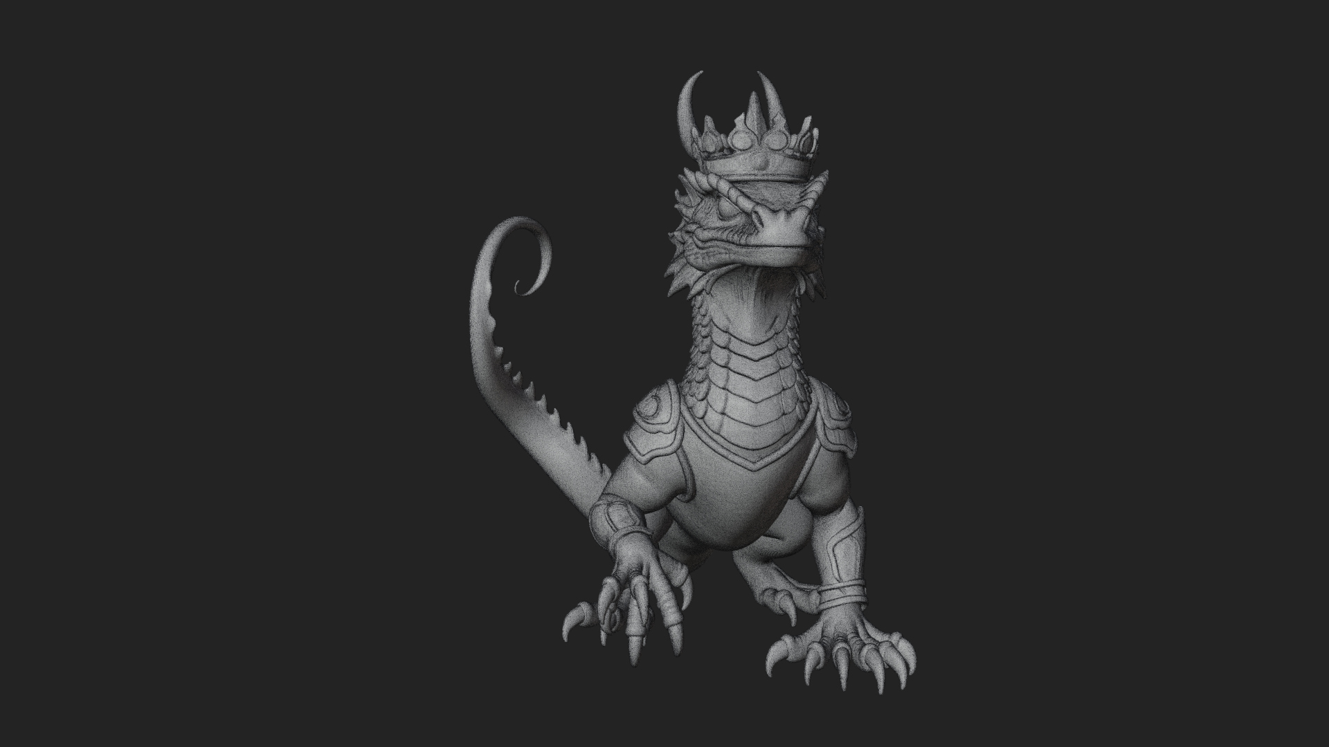 Crowned Dragon Statue Design 4 3D Print Model 3D Model