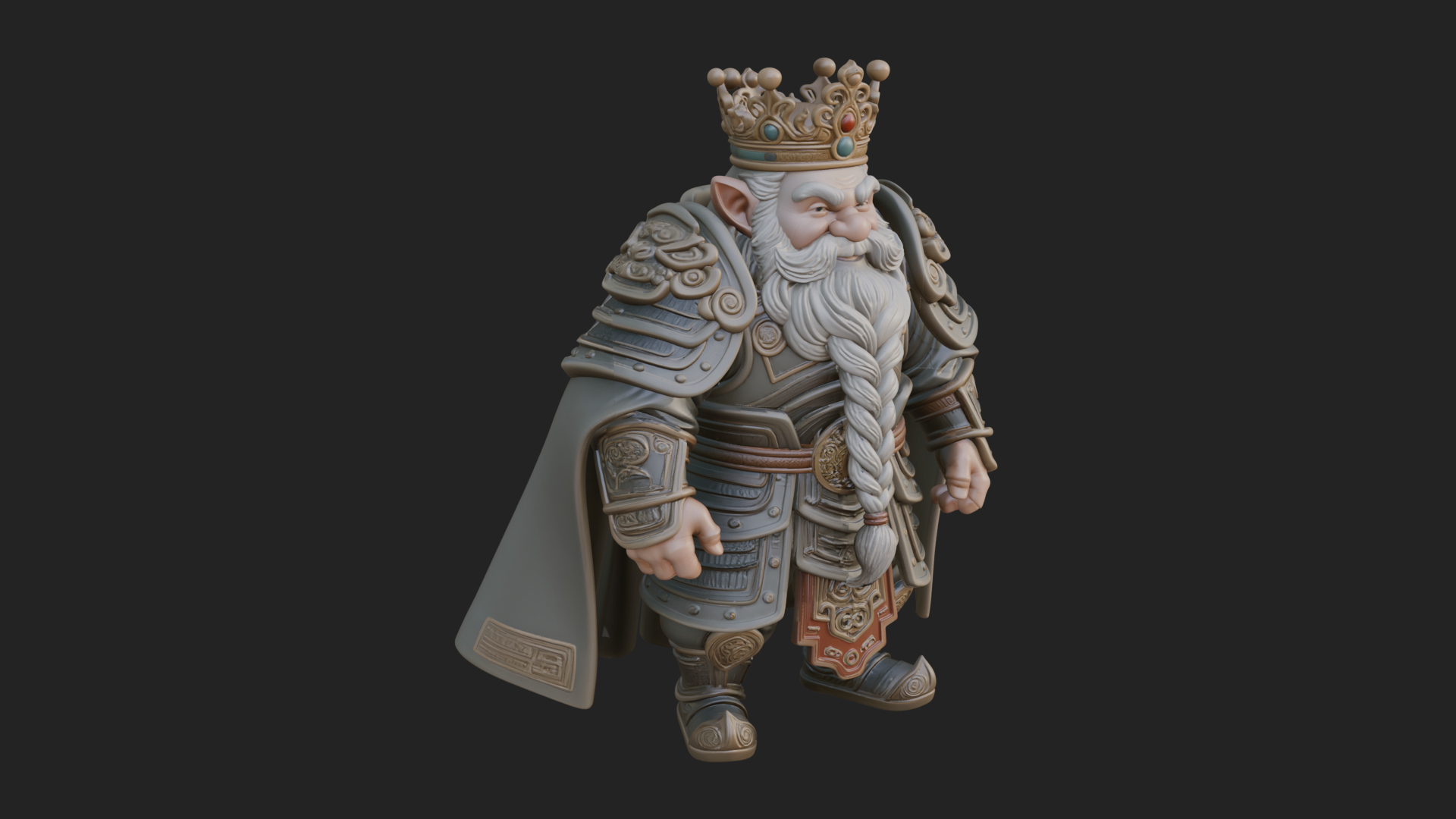 Crowned Dwarf King Statue Design 1 3D Print Model 3D Model