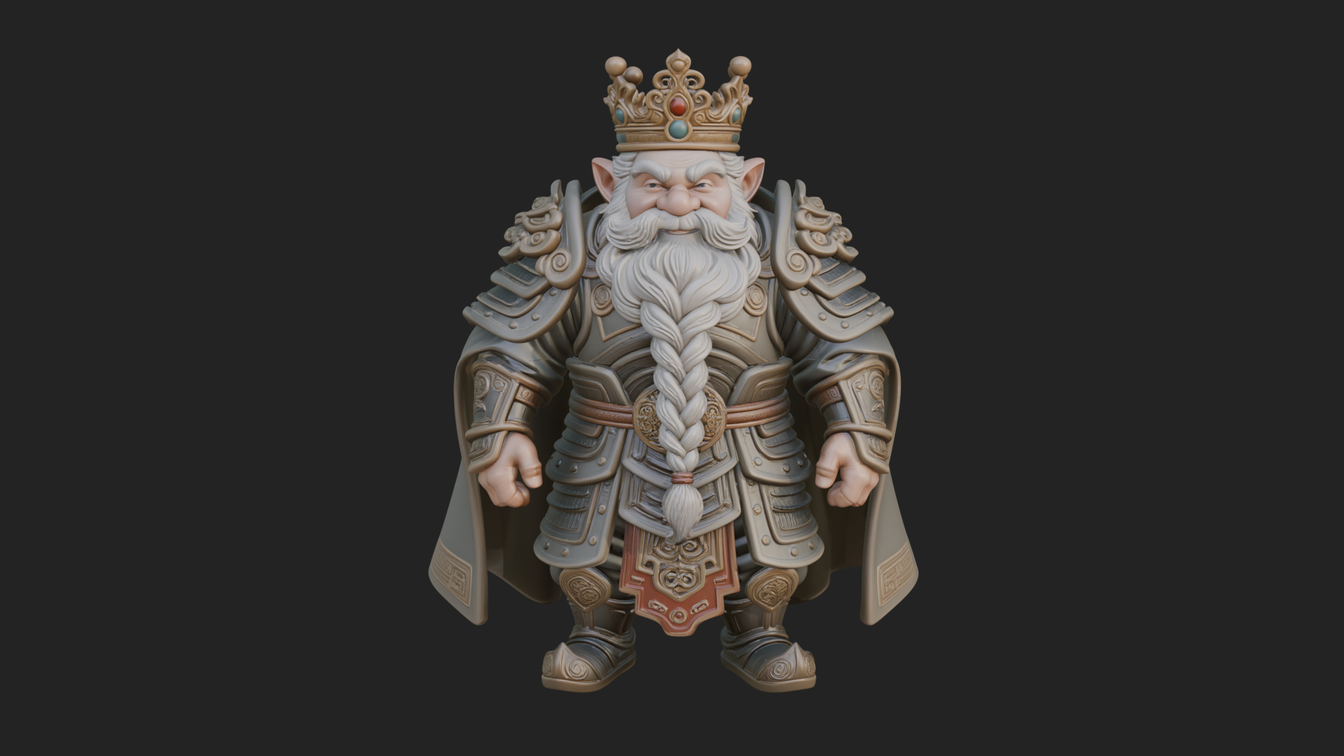 Crowned Dwarf King Statue Design 1 3D Print Model 3D Model