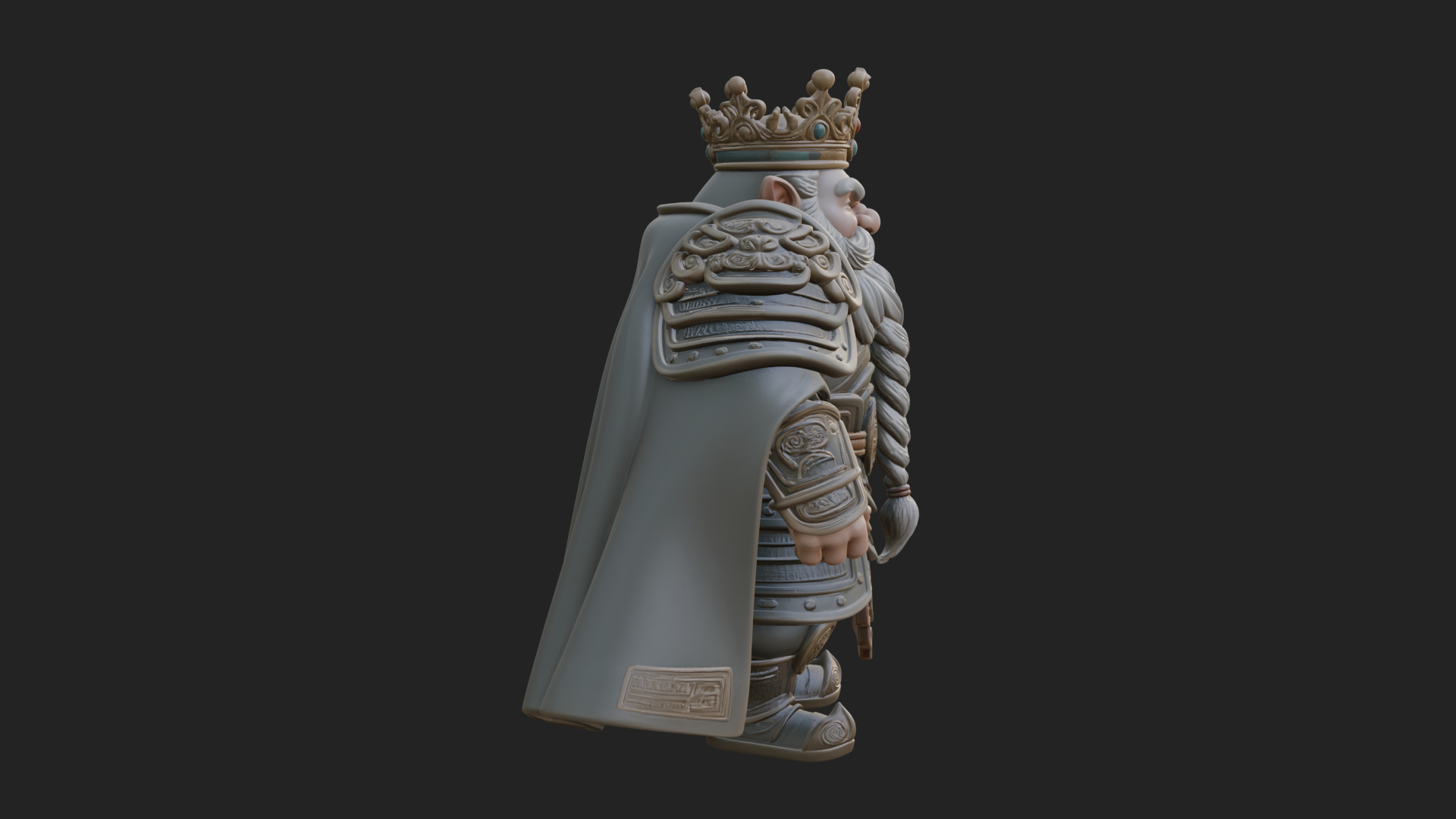 Crowned Dwarf King Statue Design 1 3D Print Model 3D Model