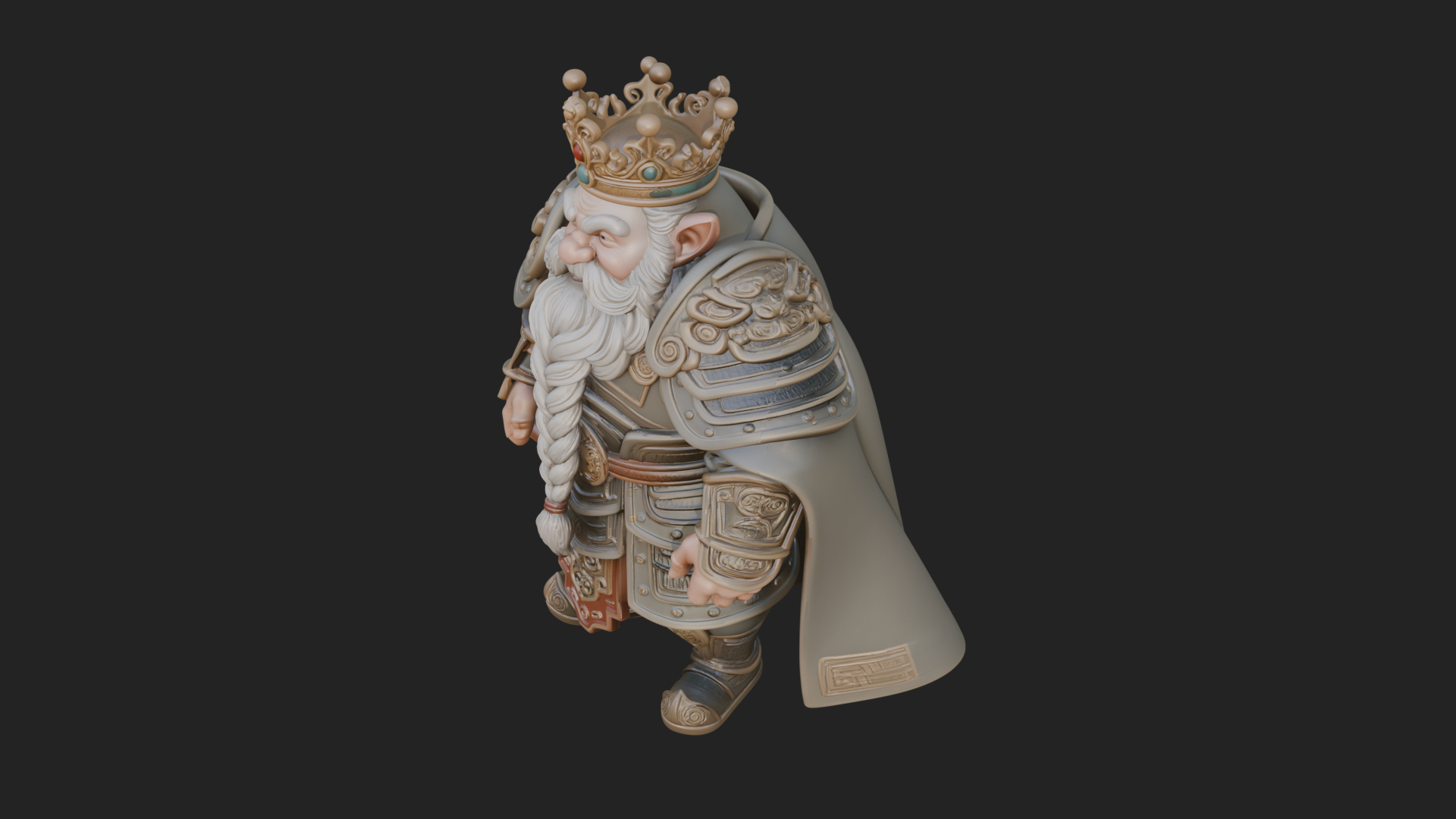 Crowned Dwarf King Statue Design 1 3D Print Model 3D Model