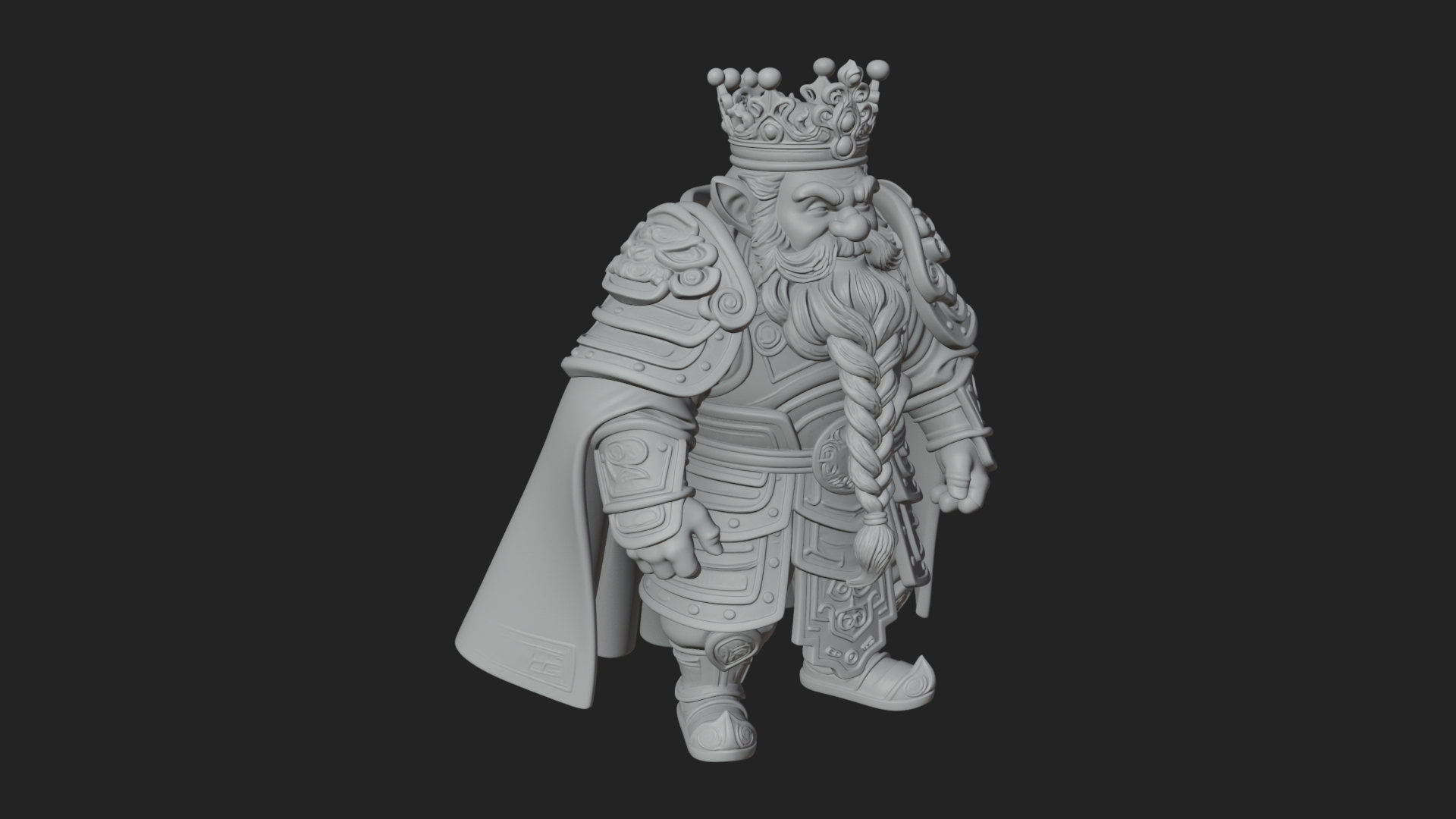 Crowned Dwarf King Statue Design 1 3D Print Model 3D Model