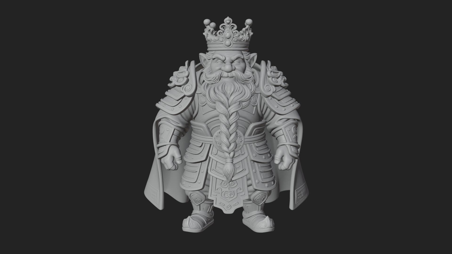 Crowned Dwarf King Statue Design 1 3D Print Model 3D Model