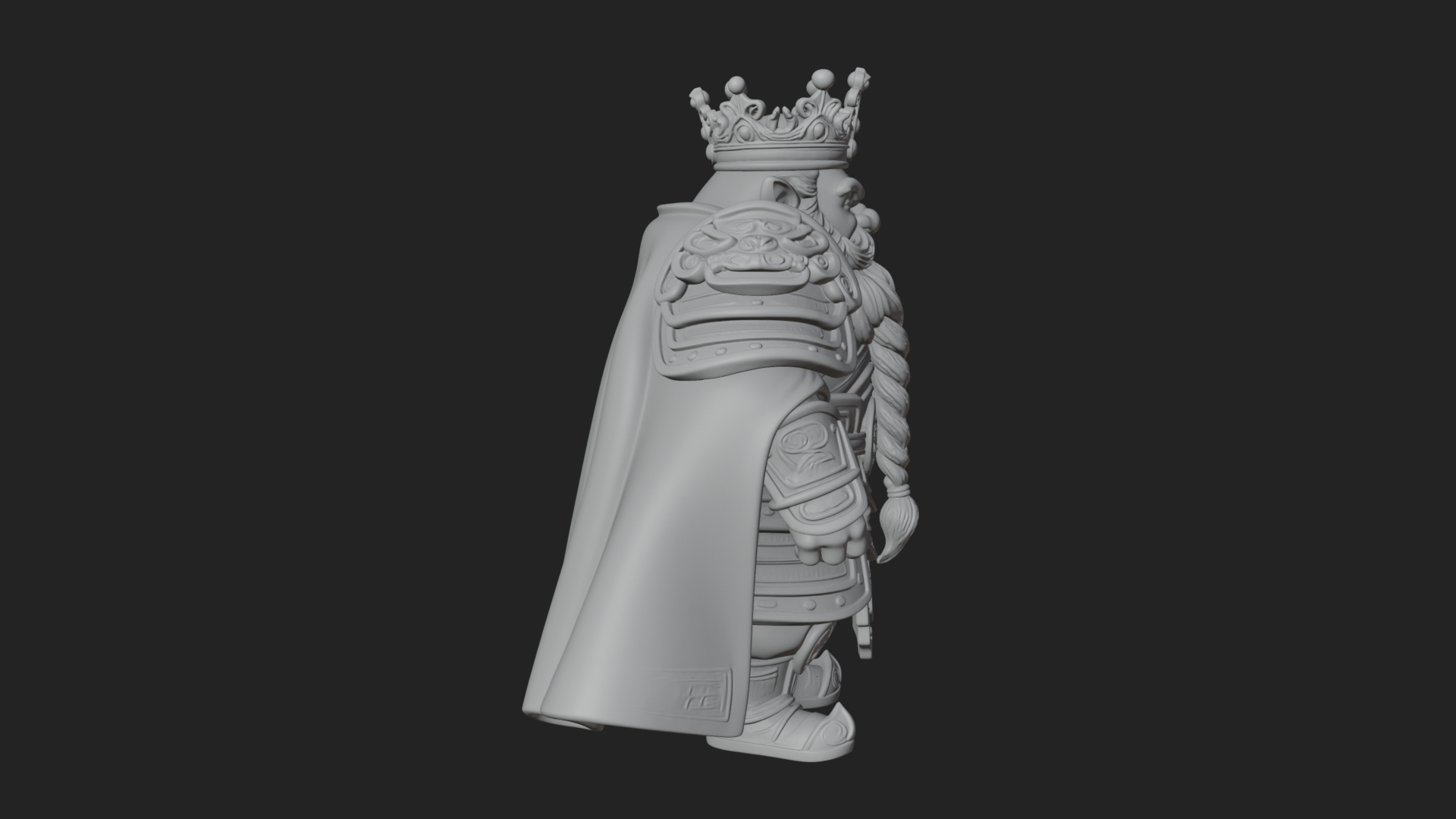 Crowned Dwarf King Statue Design 1 3D Print Model 3D Model