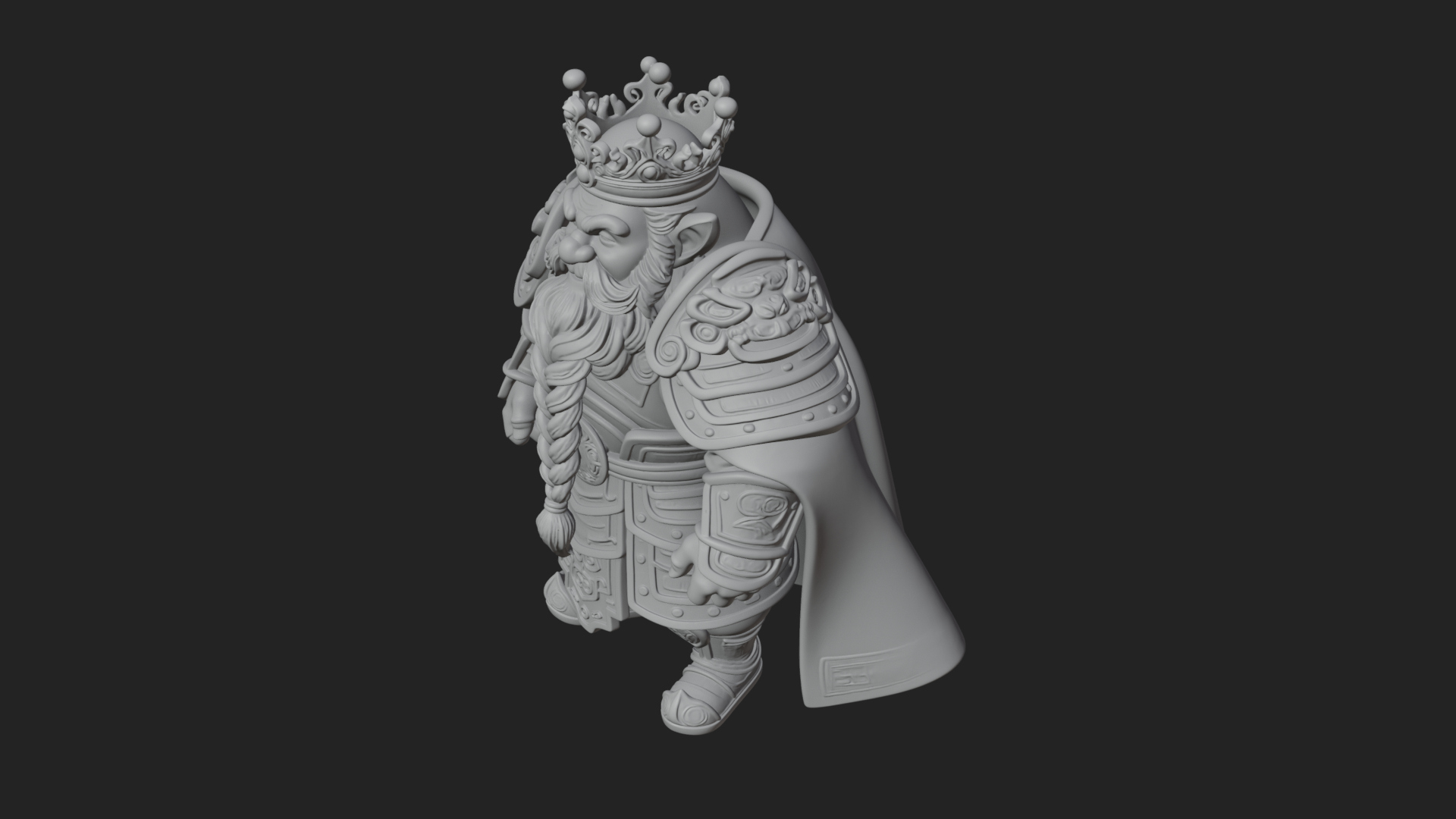 Crowned Dwarf King Statue Design 1 3D Print Model 3D Model