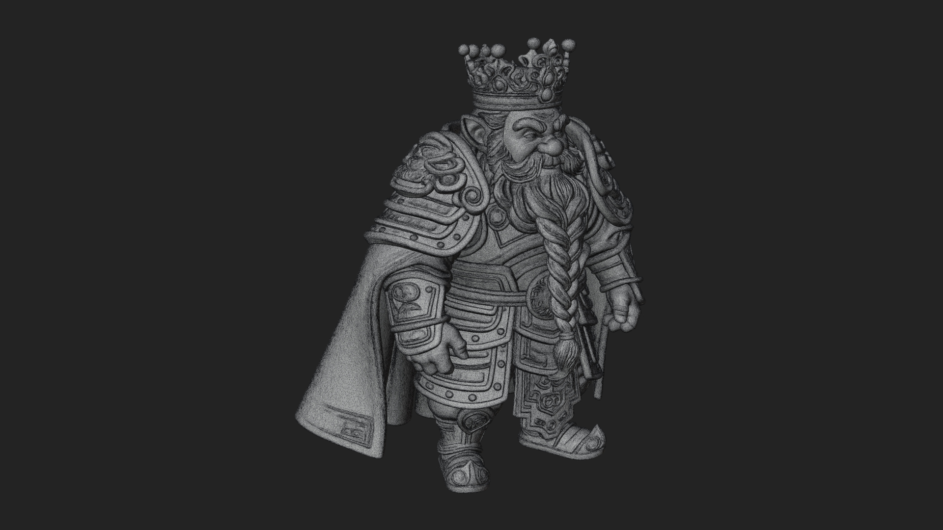 Crowned Dwarf King Statue Design 1 3D Print Model 3D Model