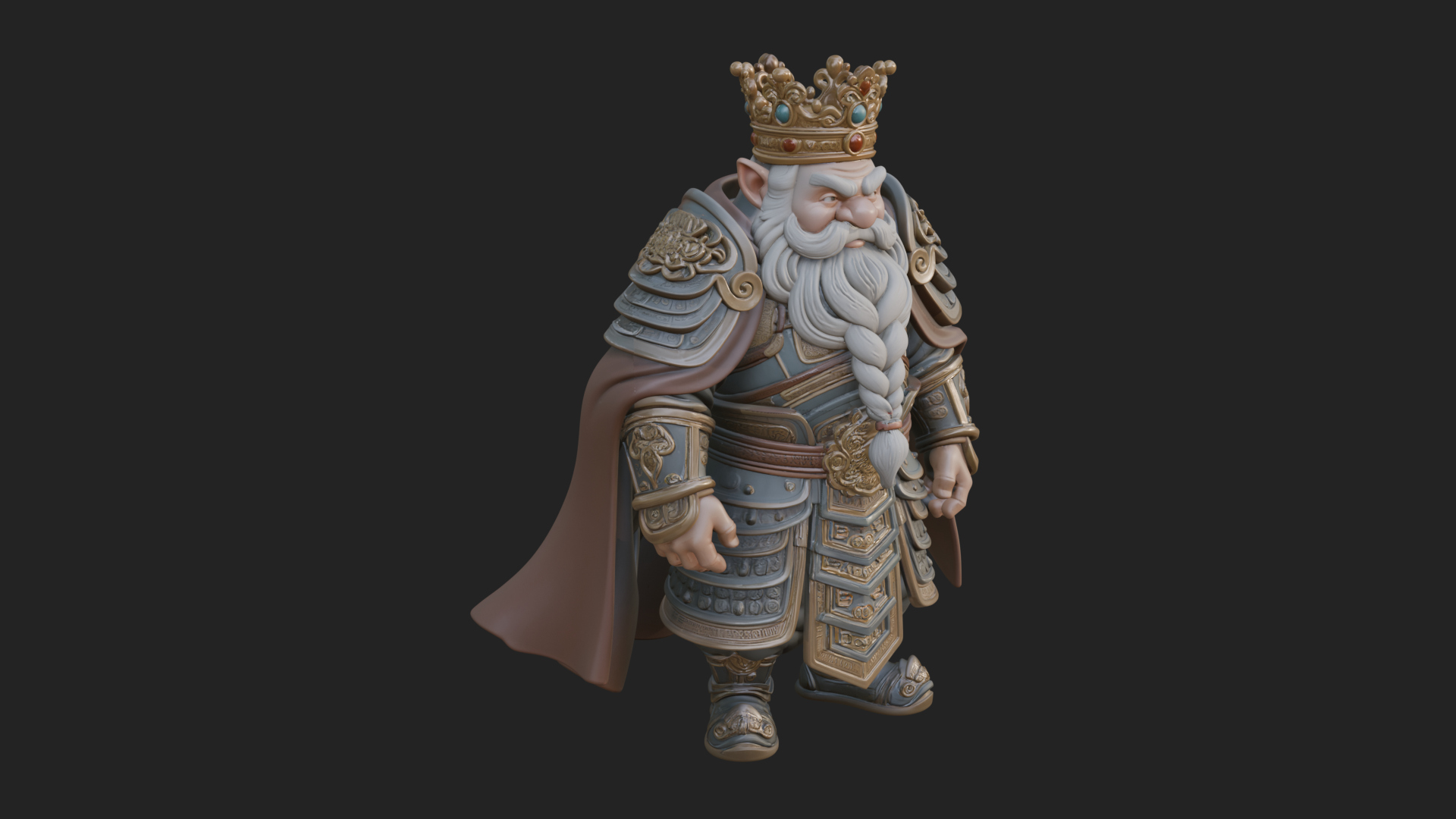 Crowned Dwarf King Statue Design 2 3D Print Model 3D Model