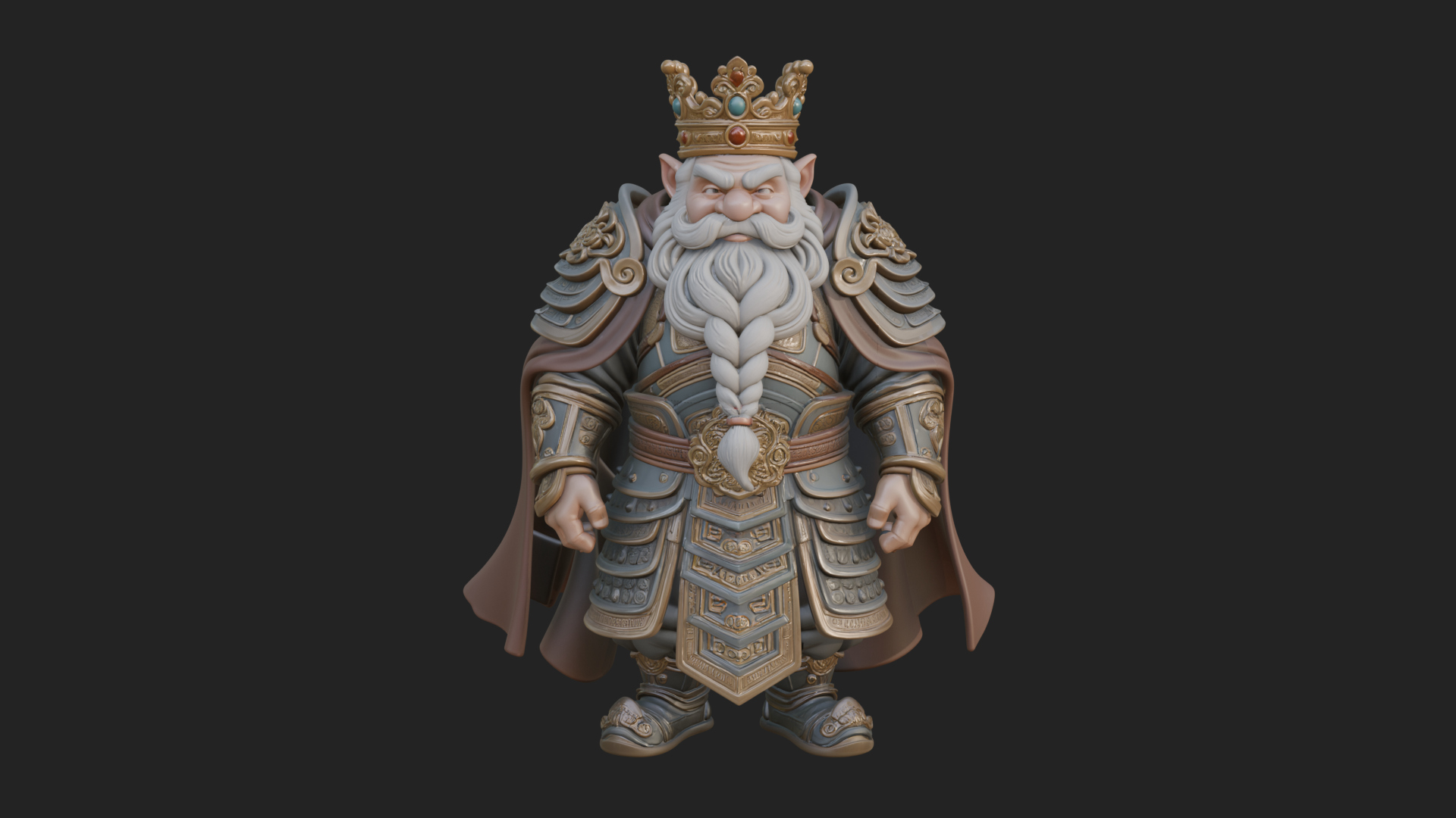Crowned Dwarf King Statue Design 2 3D Print Model 3D Model