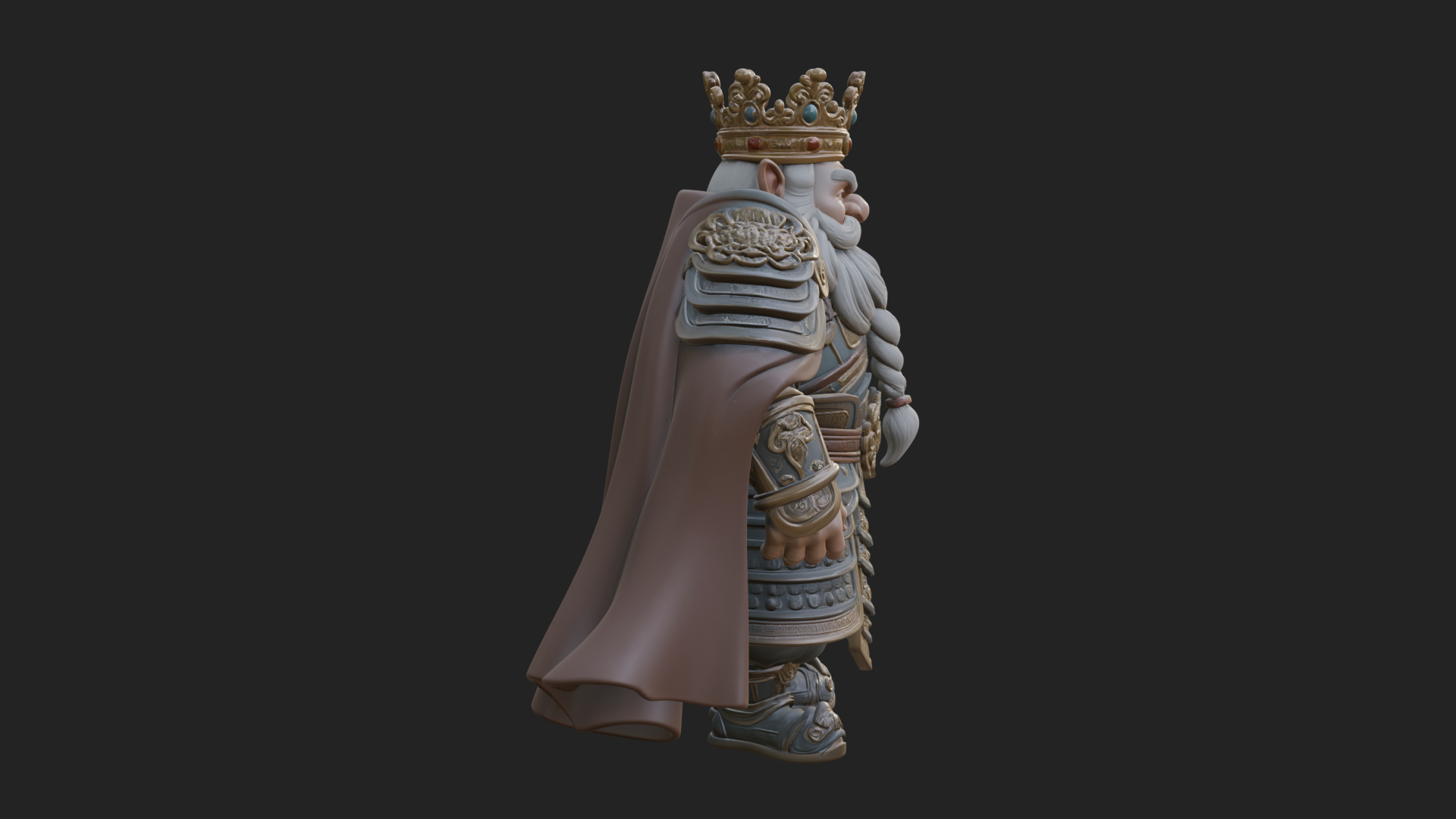 Crowned Dwarf King Statue Design 2 3D Print Model 3D Model