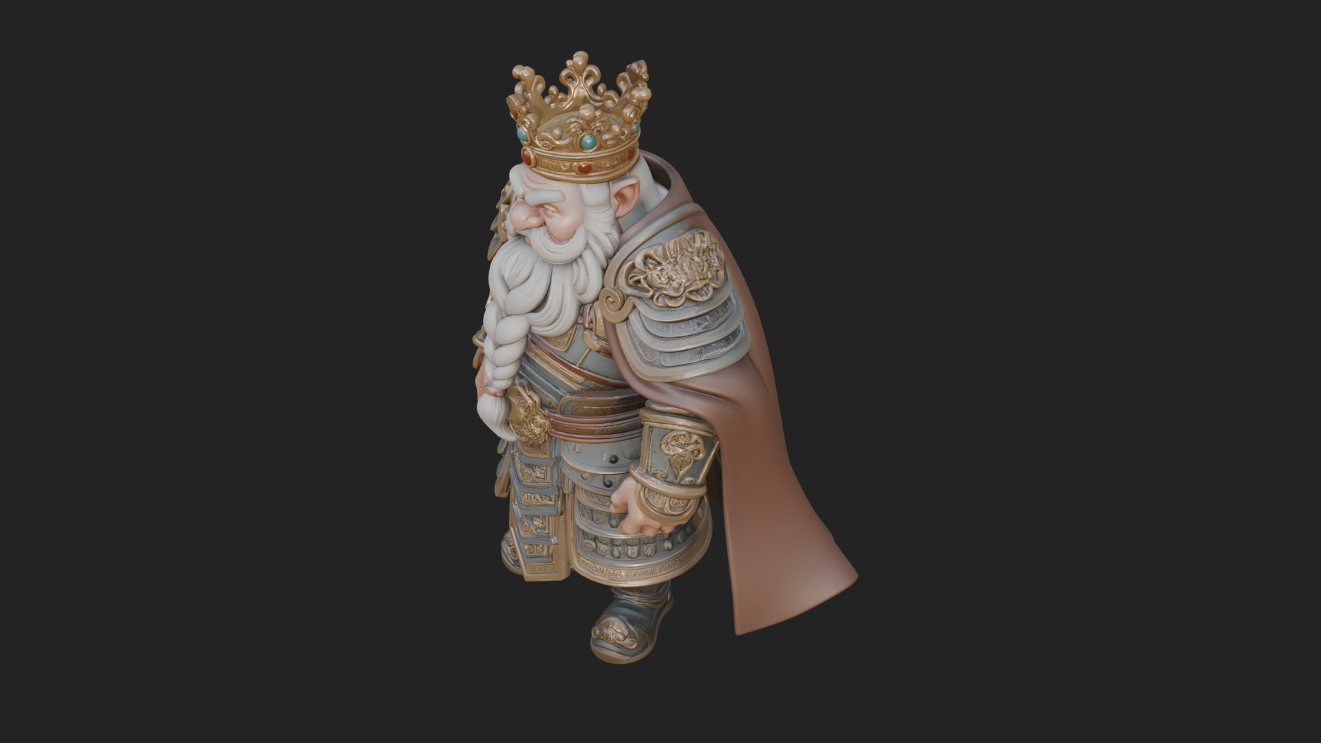 Crowned Dwarf King Statue Design 2 3D Print Model 3D Model