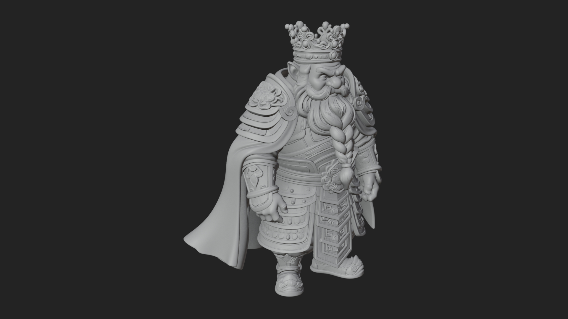 Crowned Dwarf King Statue Design 2 3D Print Model 3D Model
