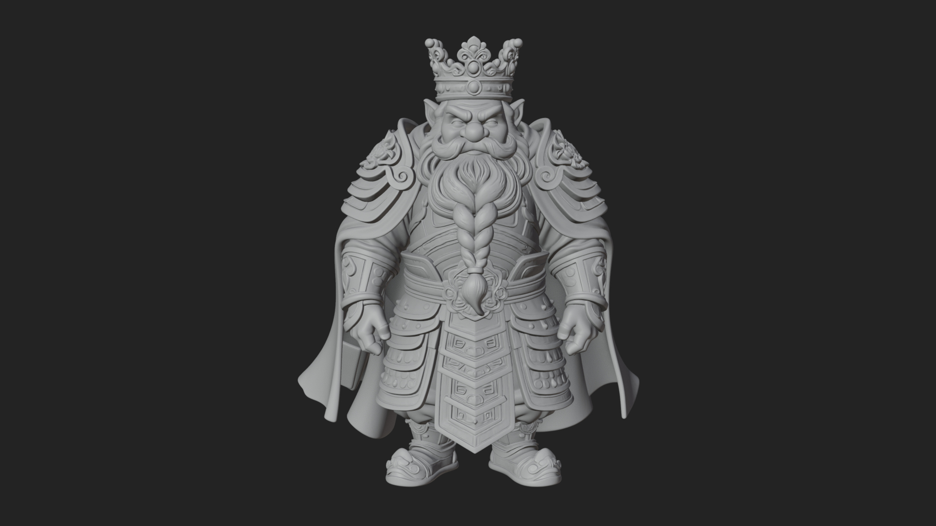 Crowned Dwarf King Statue Design 2 3D Print Model 3D Model