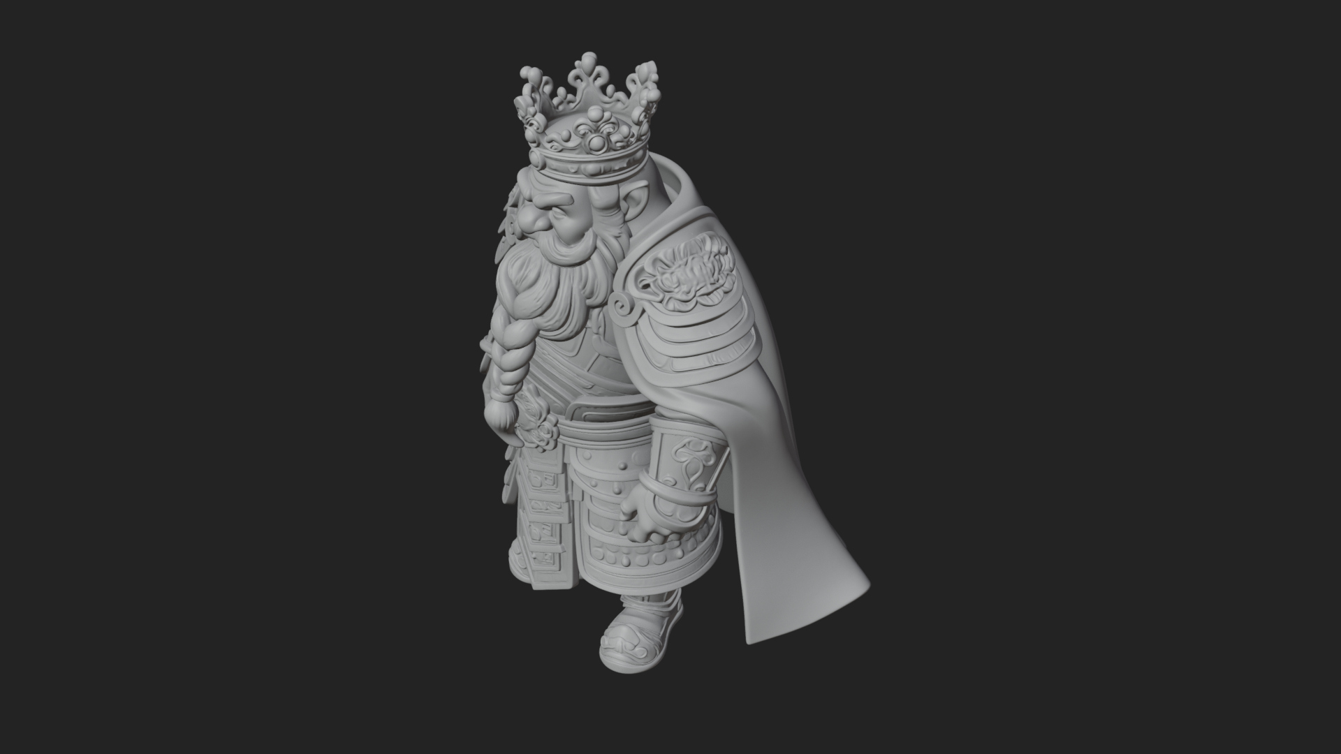 Crowned Dwarf King Statue Design 2 3D Print Model 3D Model