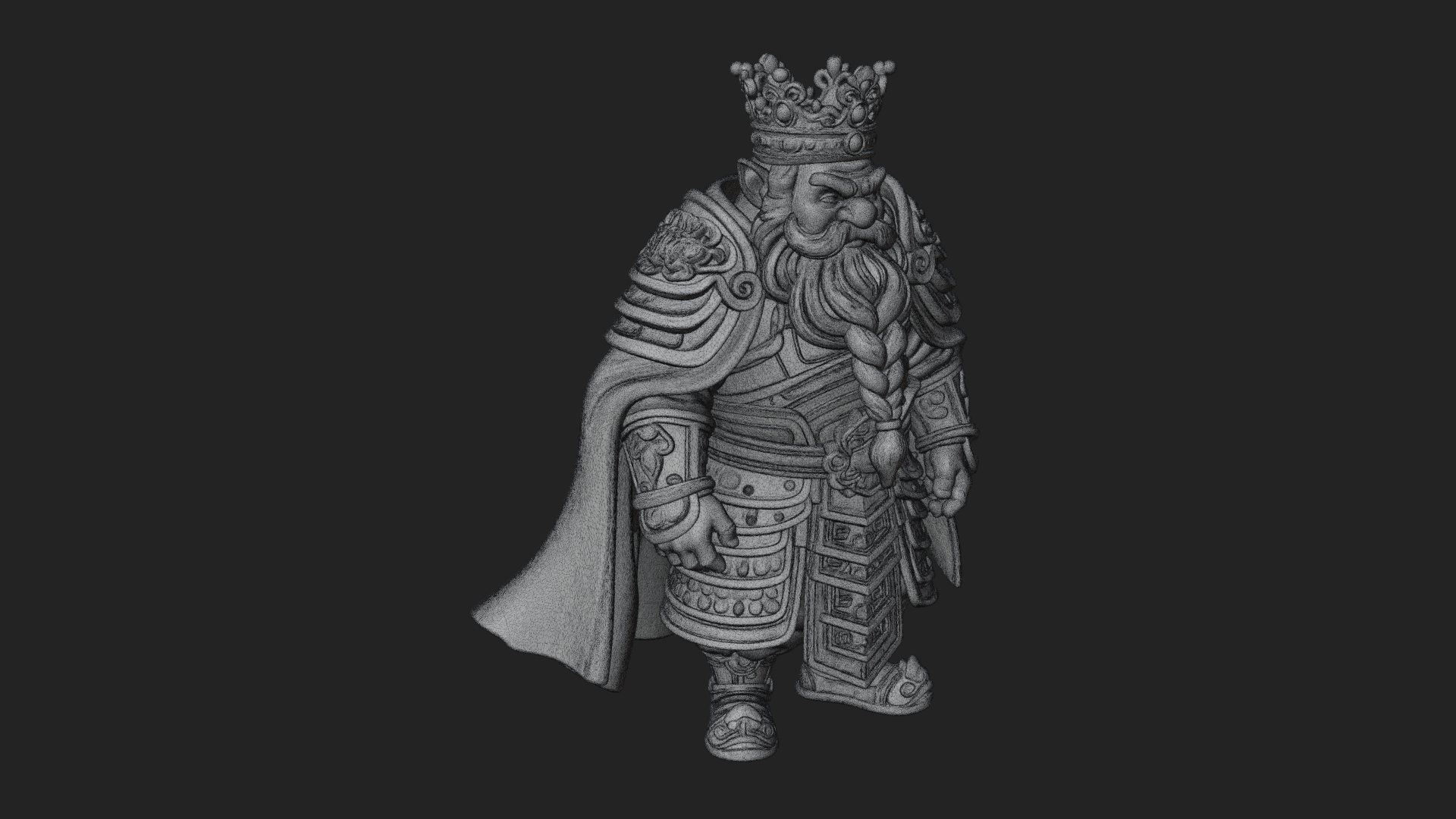 Crowned Dwarf King Statue Design 2 3D Print Model 3D Model