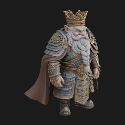 Crowned Dwarf King Statue Design 2 3D Print Model