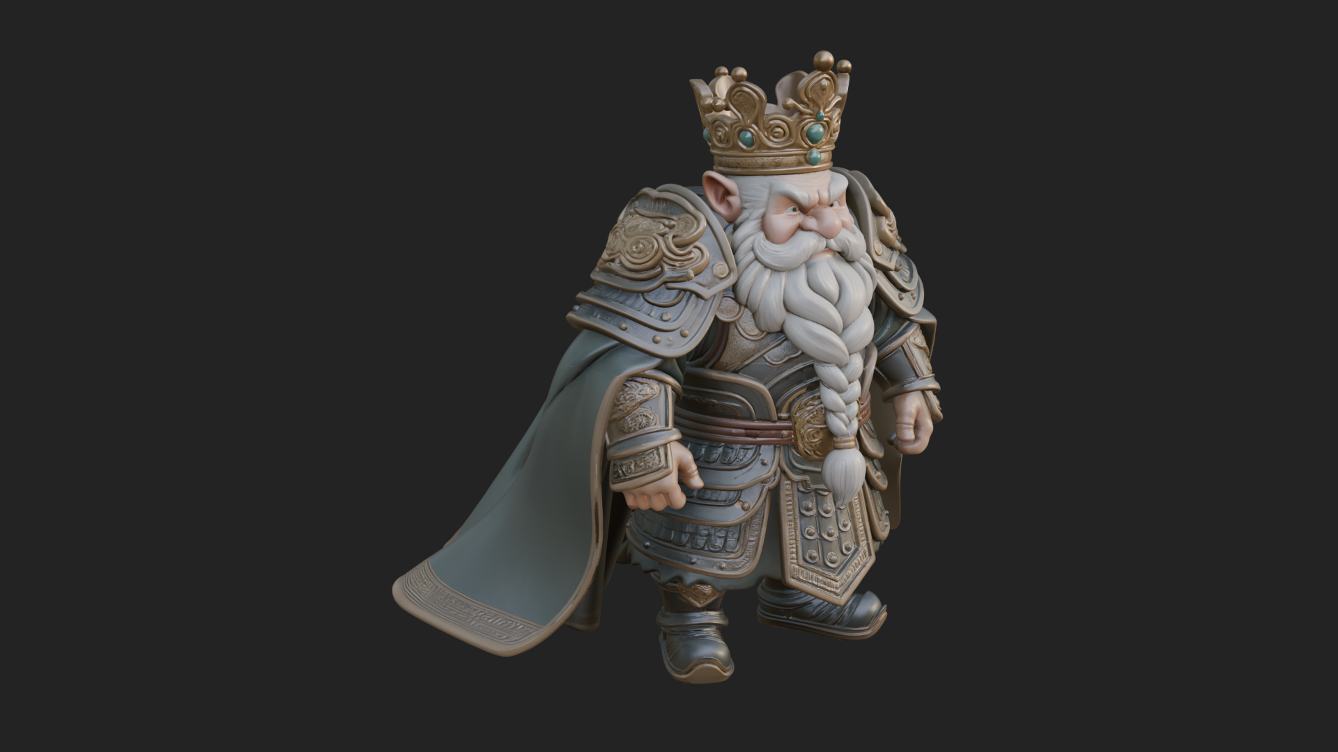 Crowned Dwarf King Statue Design 3 3D Print Model 3D Model