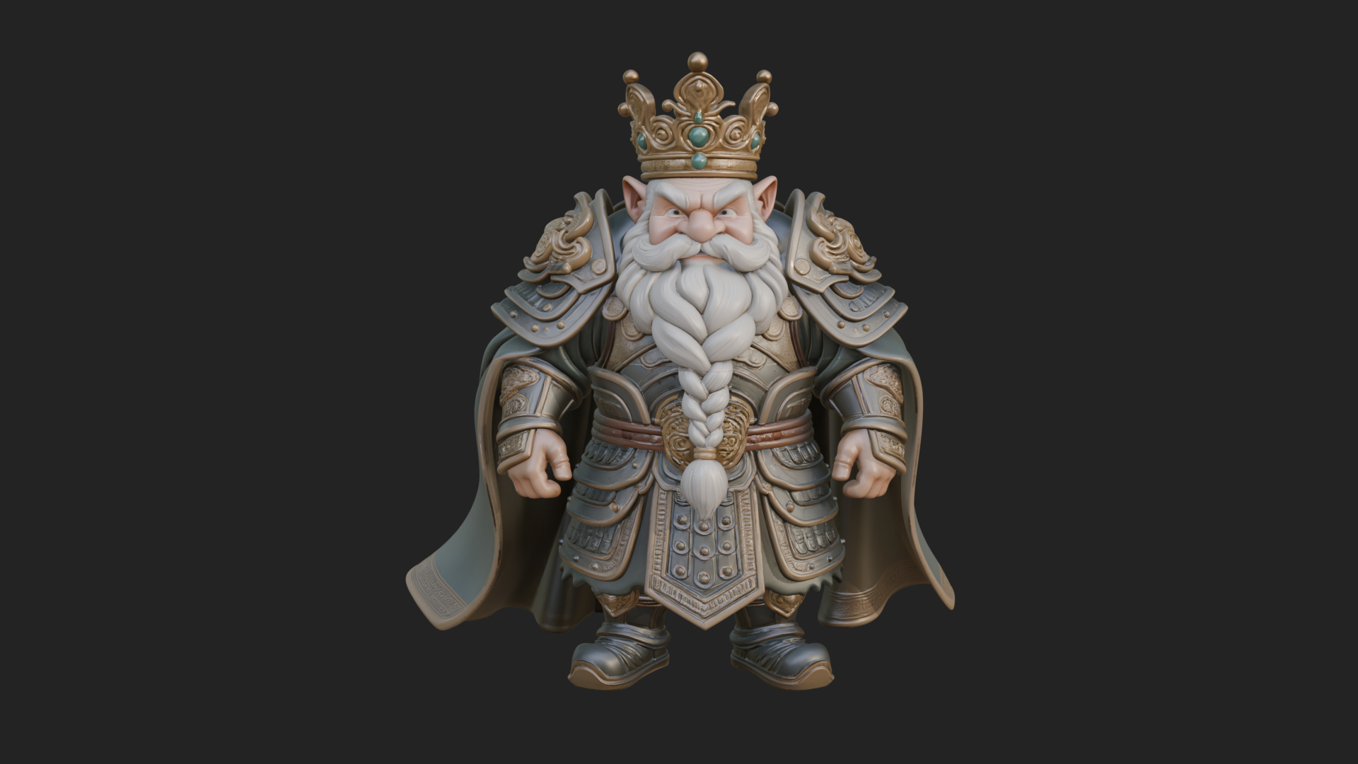 Crowned Dwarf King Statue Design 3 3D Print Model 3D Model
