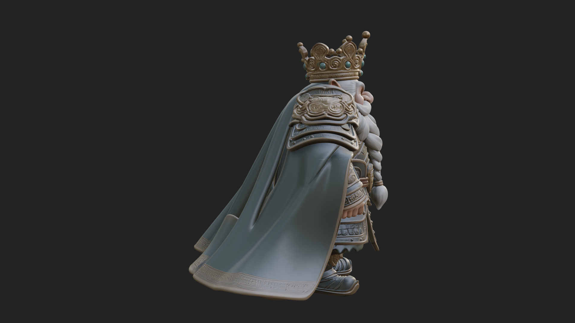 Crowned Dwarf King Statue Design 3 3D Print Model 3D Model