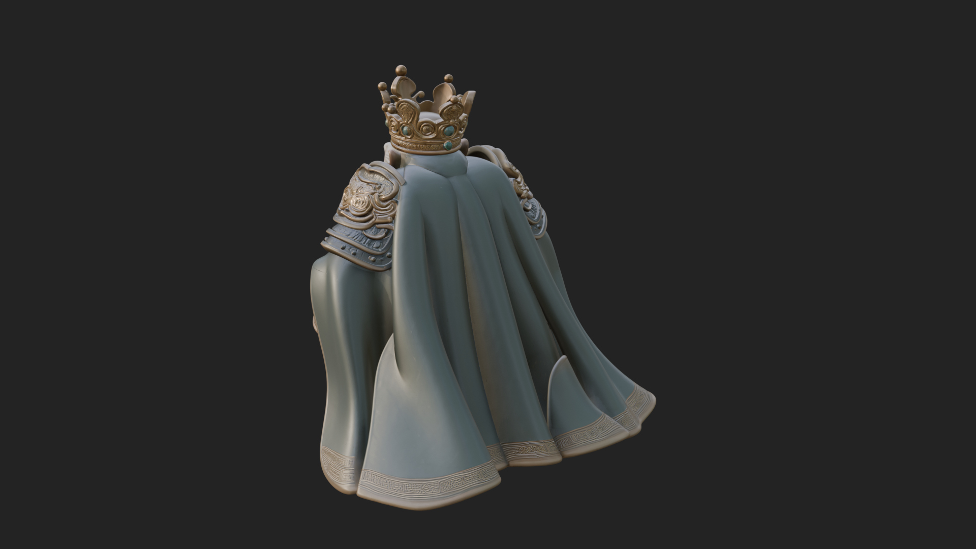 Crowned Dwarf King Statue Design 3 3D Print Model 3D Model